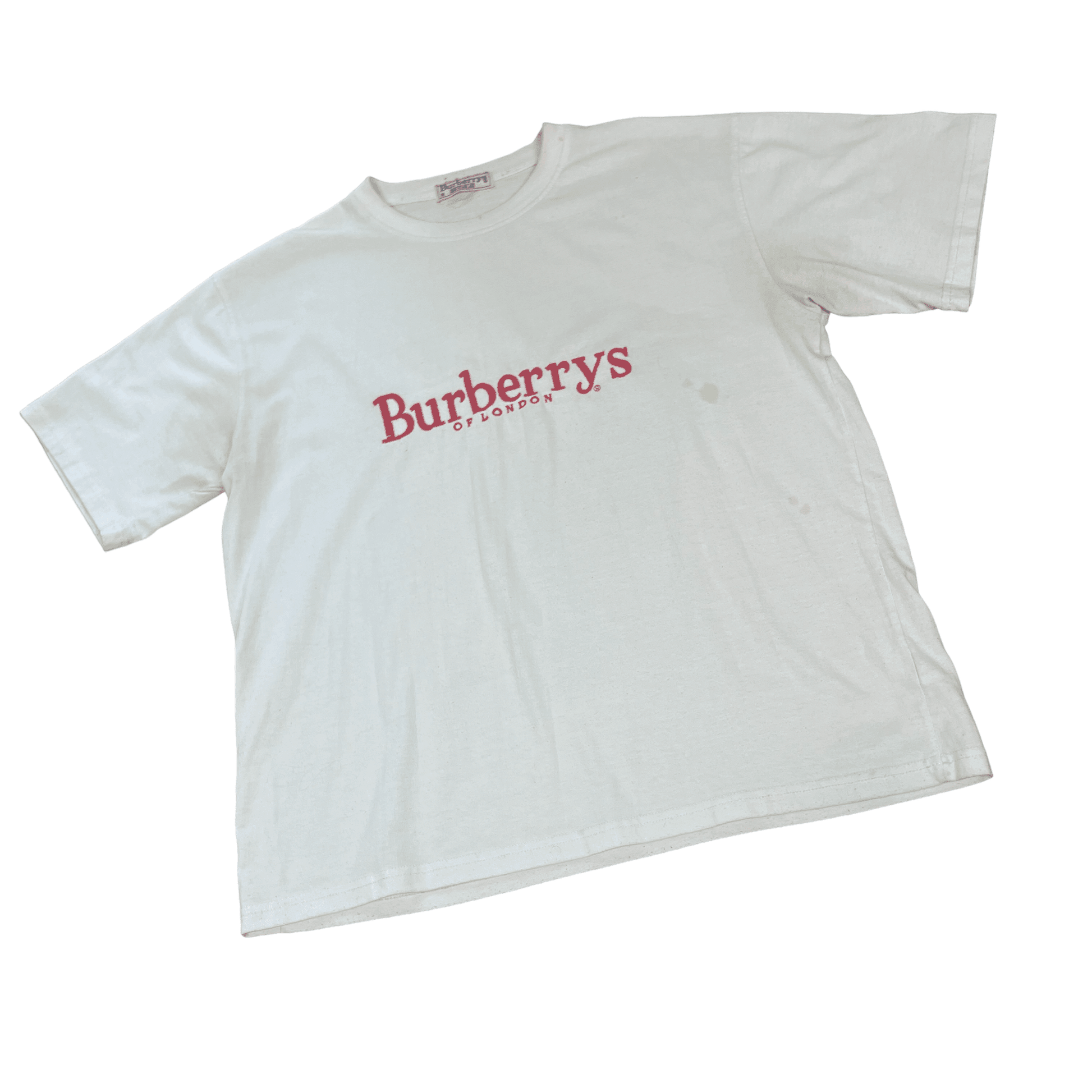 Vintage 90s White Burberry Spell-Out Tee - Medium - The Streetwear Studio