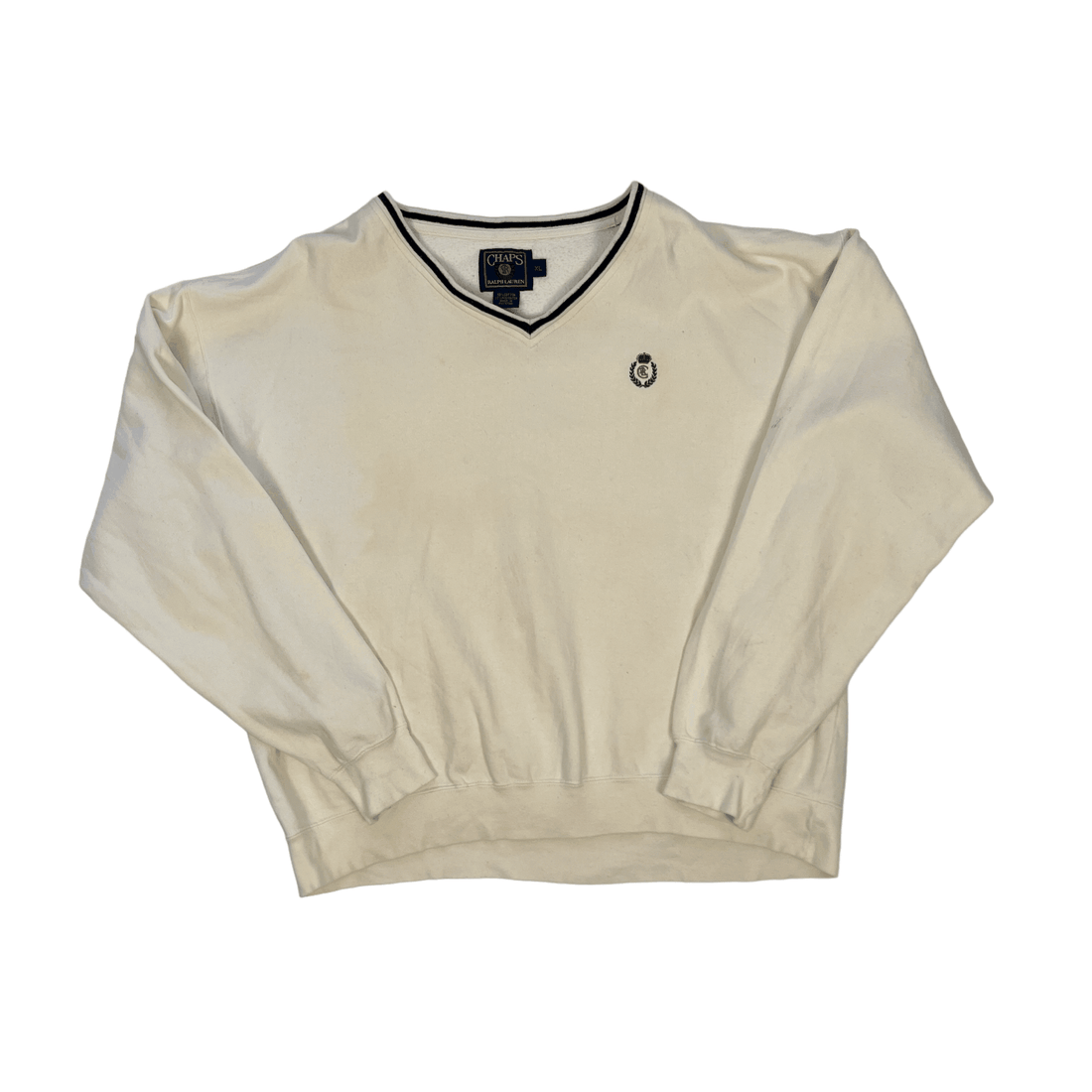 Vintage 90s White Chaps Sweatshirt - Extra Large - The Streetwear Studio