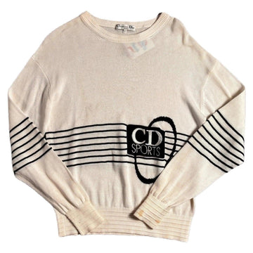Vintage 90s White Christian Dior Sport Knitted Sweatshirt - L | The Streetwear Studio