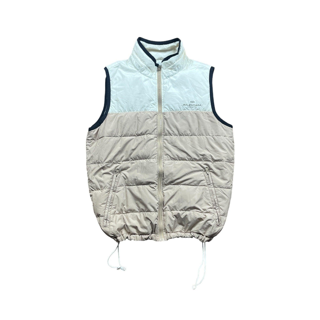 Vintage 90s White + Cream Balenciaga Reversible Puffer Gilet - Medium - The Streetwear Studio