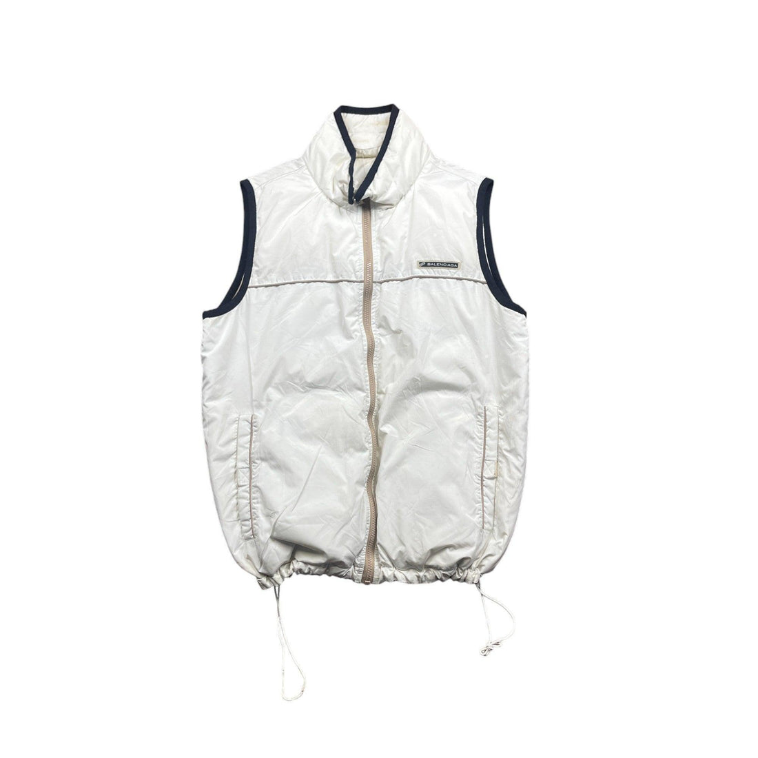 Vintage 90s White + Cream Balenciaga Reversible Puffer Gilet - Medium - The Streetwear Studio