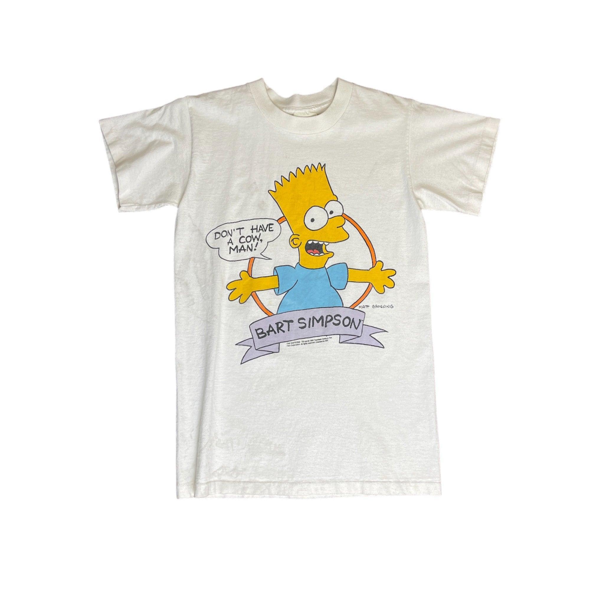 Vintage 90s White Nutmeg Bart Simpson Tee - Small - The Streetwear Studio