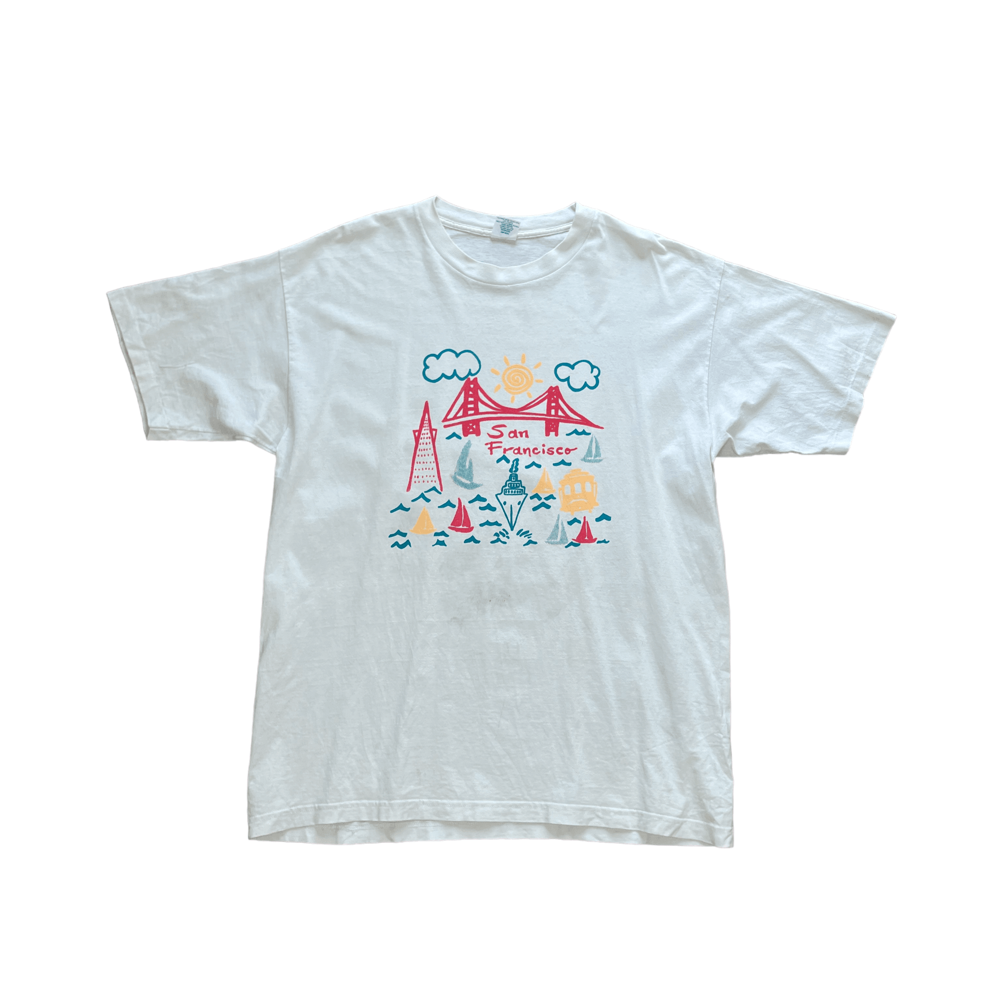 Vintage 90s White San Francisco Single Stitch Graphic Tee - Extra Large - The Streetwear Studio