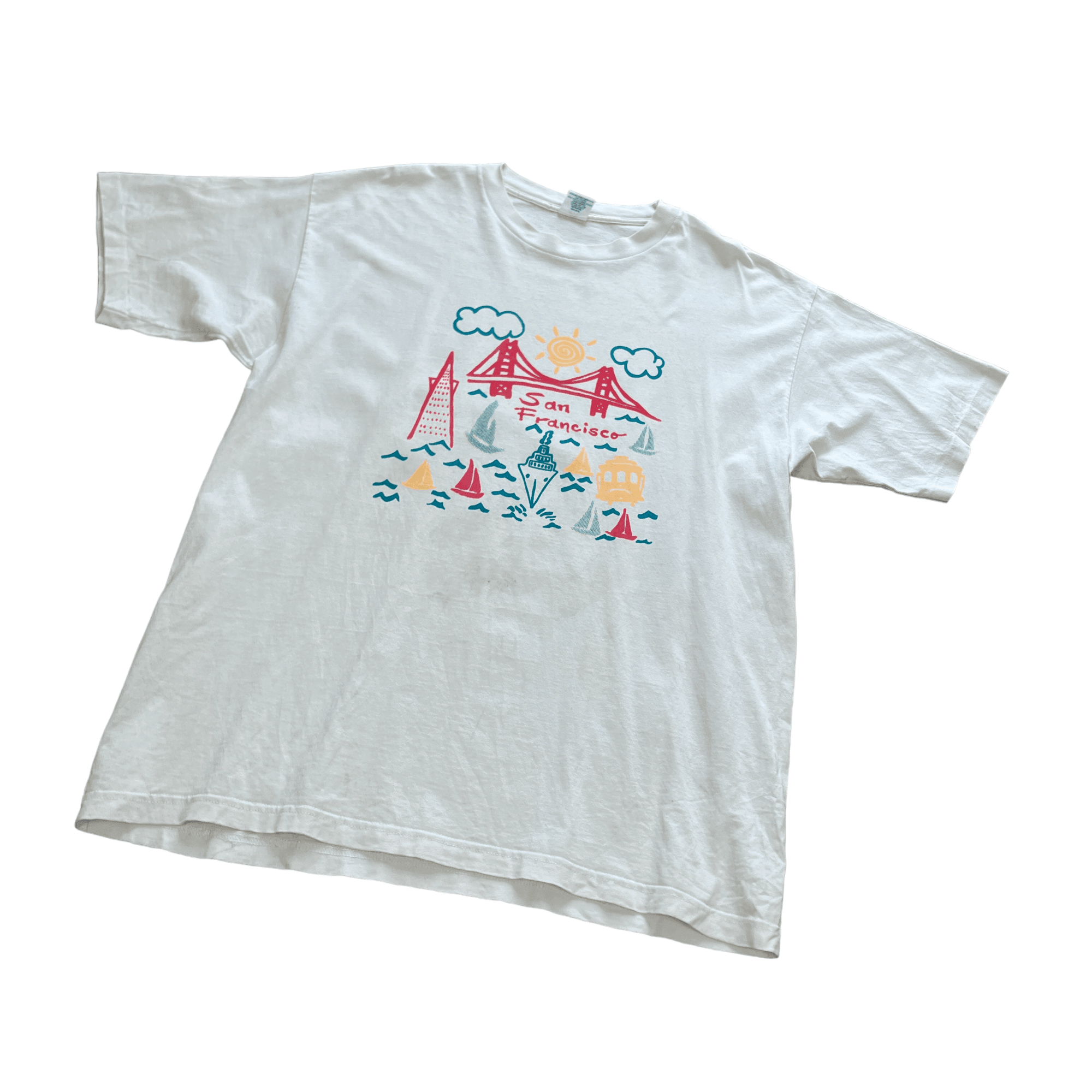 Vintage 90s White San Francisco Single Stitch Graphic Tee - Extra Large - The Streetwear Studio