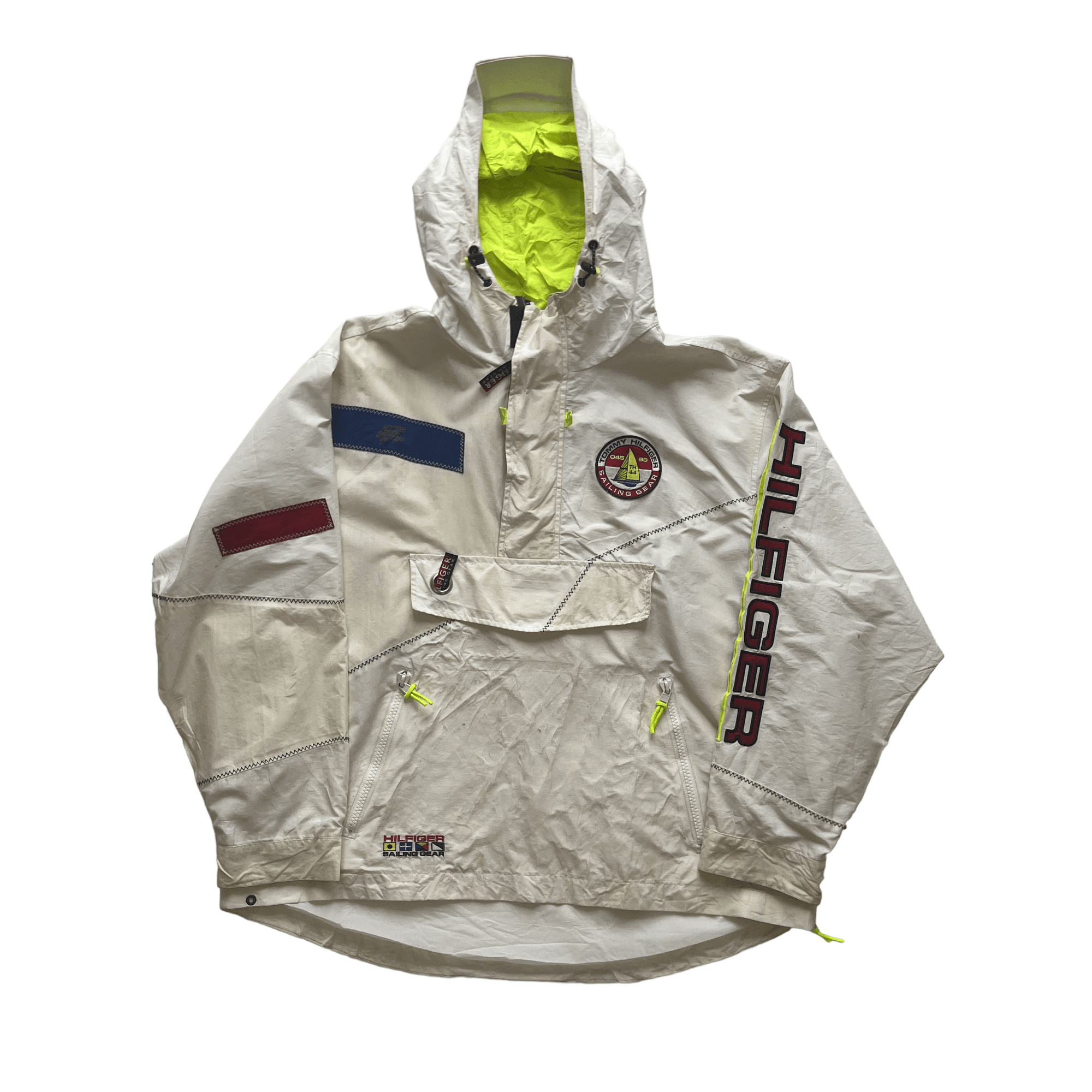 Vintage 90s White Tommy Hilfiger Sailing Gear Quarter Zip Jacket - Large - The Streetwear Studio