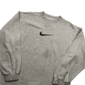 Vintage 90s Women’s Grey Nike Large Centre Logo Sweatshirt - Extra Large - The Streetwear Studio