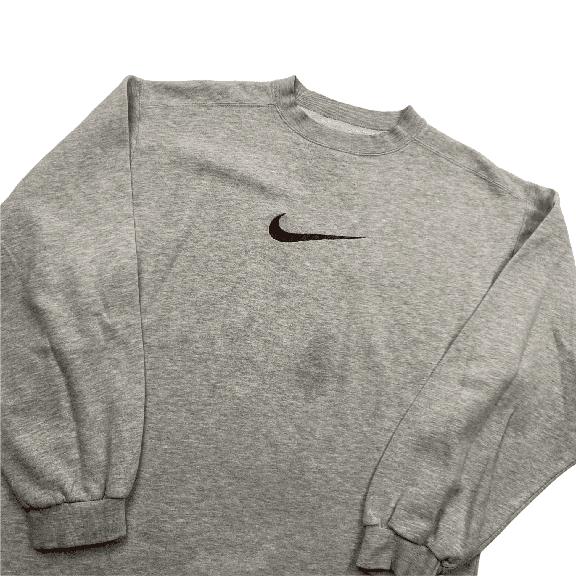 Vintage 90s Women’s Grey Nike Large Centre Logo Sweatshirt - Extra Large - The Streetwear Studio