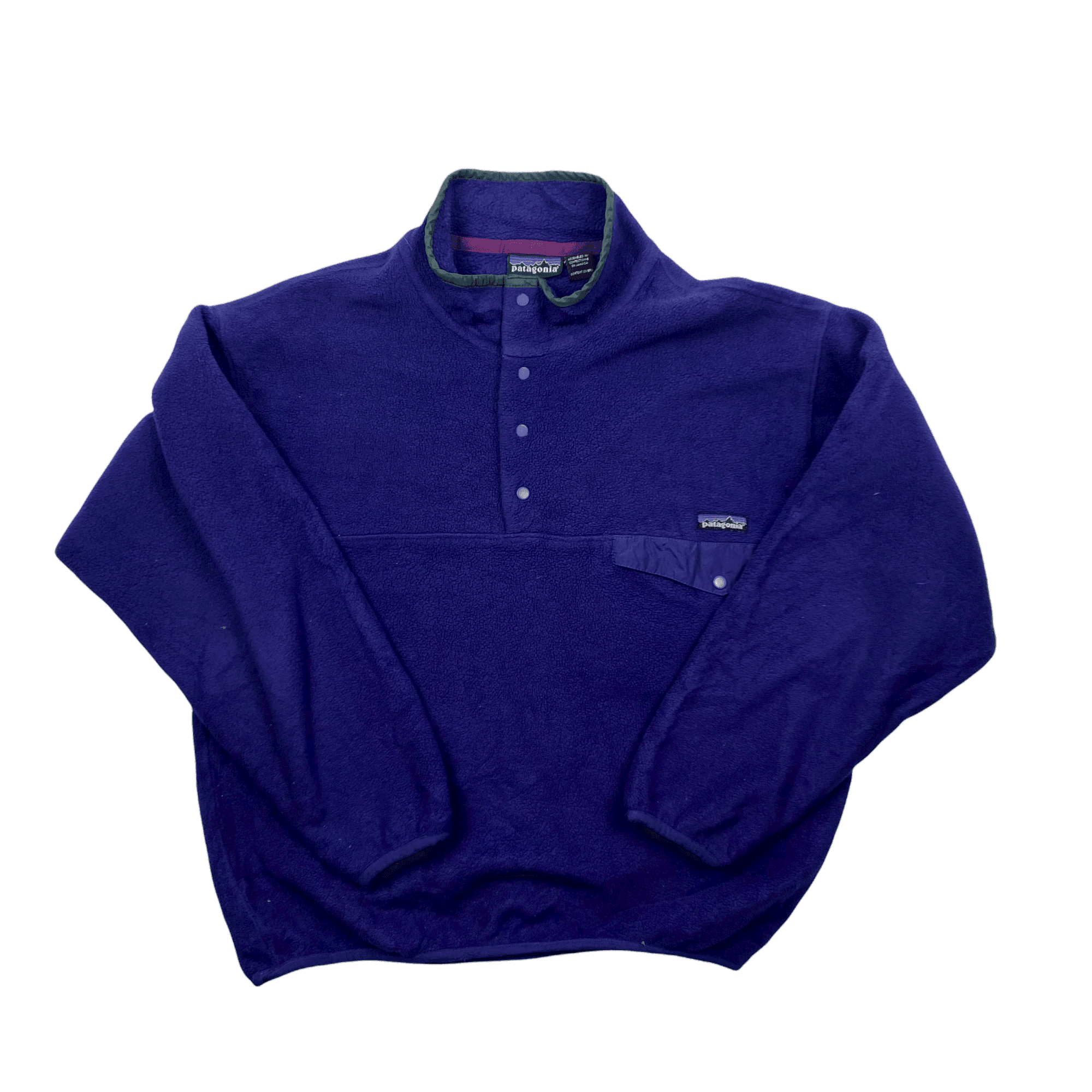 Vintage 90s Women's Purple Patagonia Quarter Button Synchilla Fleece - Large - The Streetwear Studio