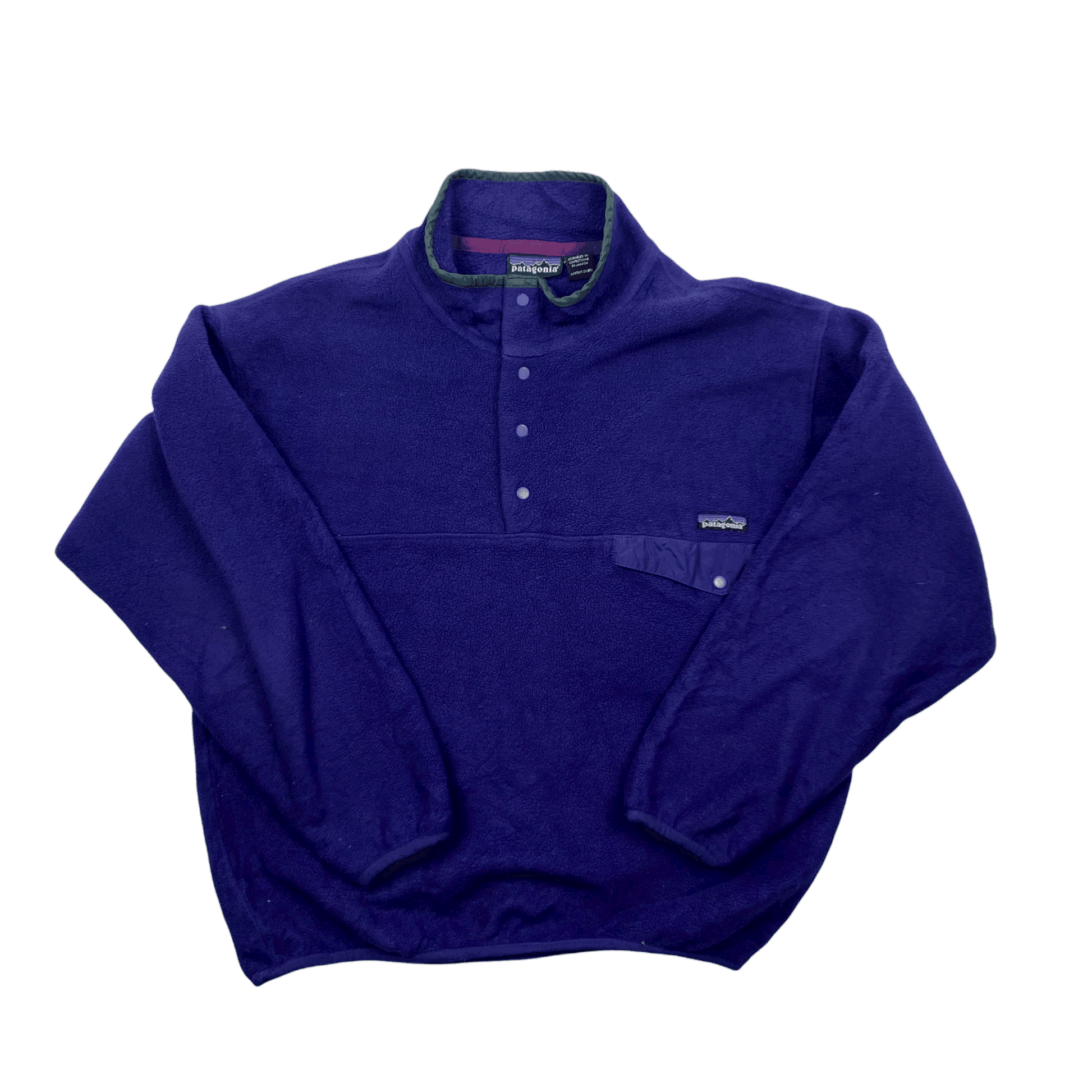 Vintage 90s Women's Purple Patagonia Quarter Button Synchilla Fleece - Large - The Streetwear Studio