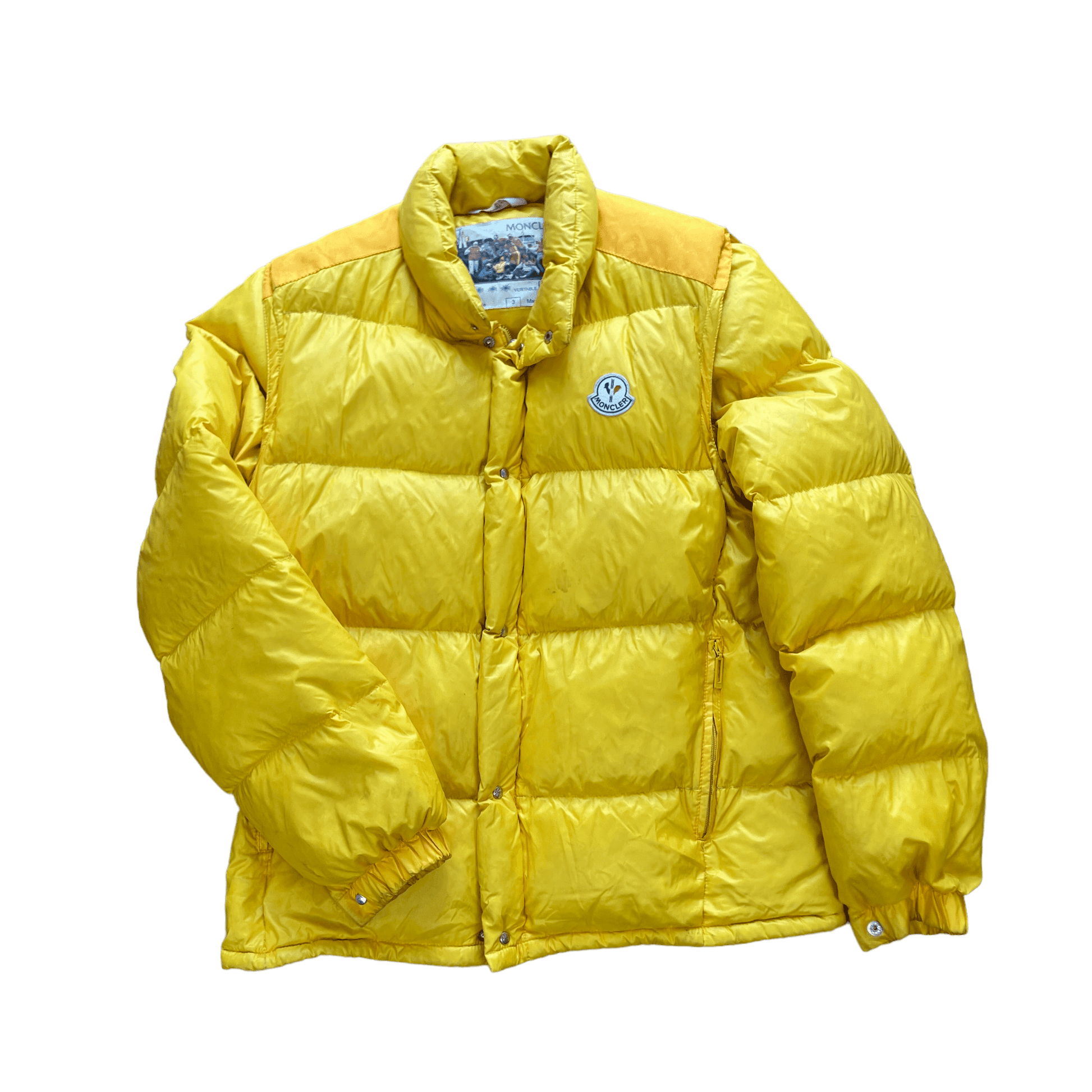 Vintage 90s Yellow Moncler Grenoble Puffer Coat - Medium - The Streetwear Studio