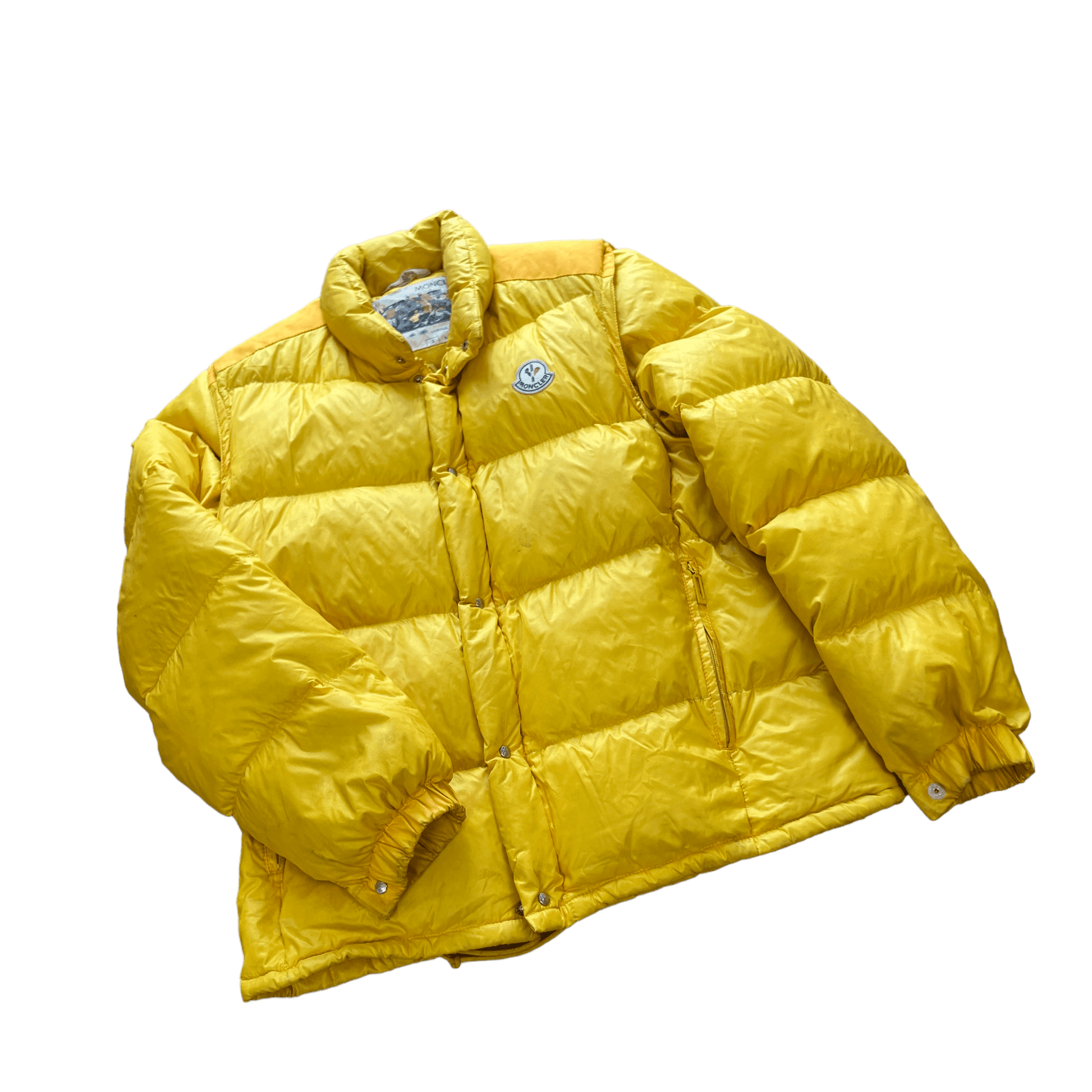 Vintage 90s Yellow Moncler Grenoble Puffer Coat - Medium - The Streetwear Studio