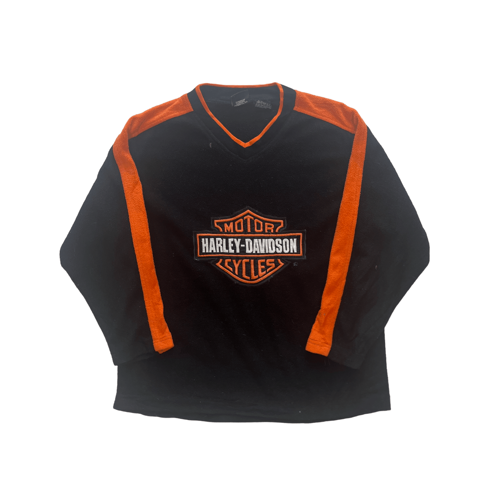 Vintage Black + Orange Harley Davidson Large Logo Fleece Sweatshirt - Small - The Streetwear Studio