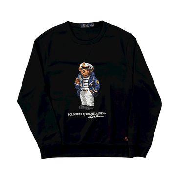 Vintage Black Ralph Lauren Polo Bear Sweatshirt - Extra Large - The Streetwear Studio