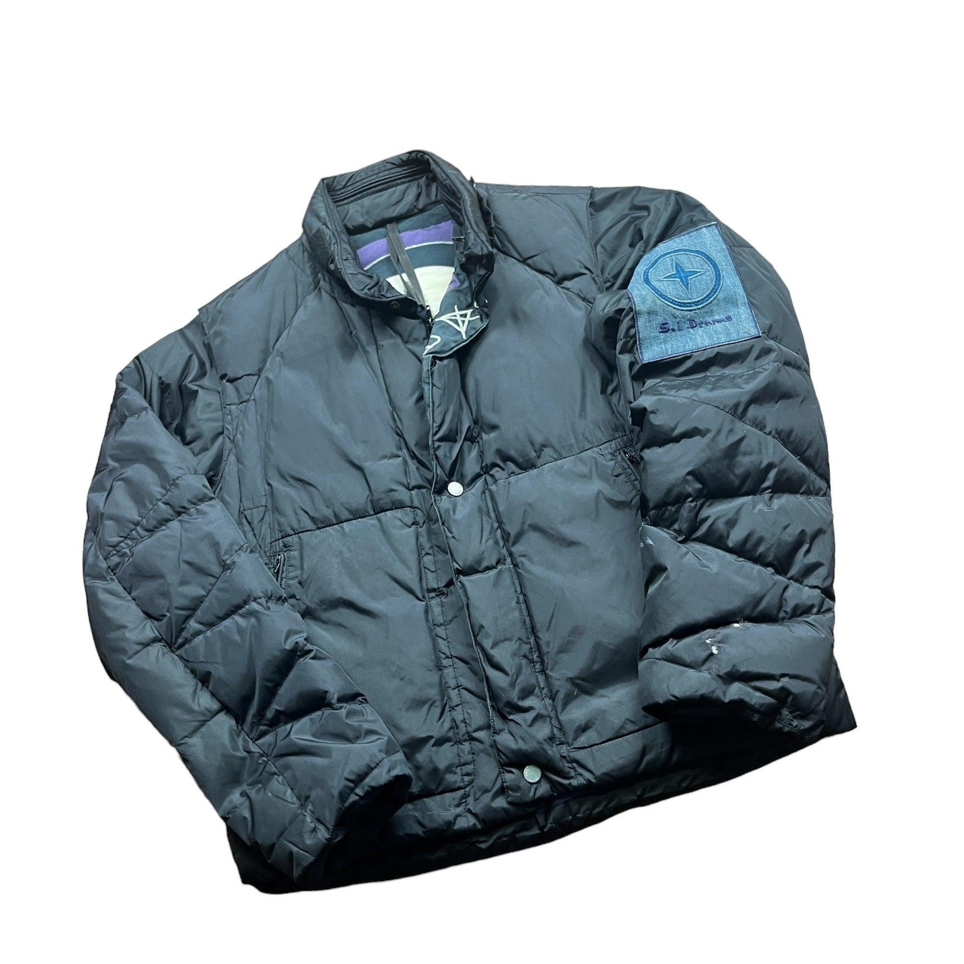Vintage Black Stone Island Denims Puffer Coat - Medium - The Streetwear Studio