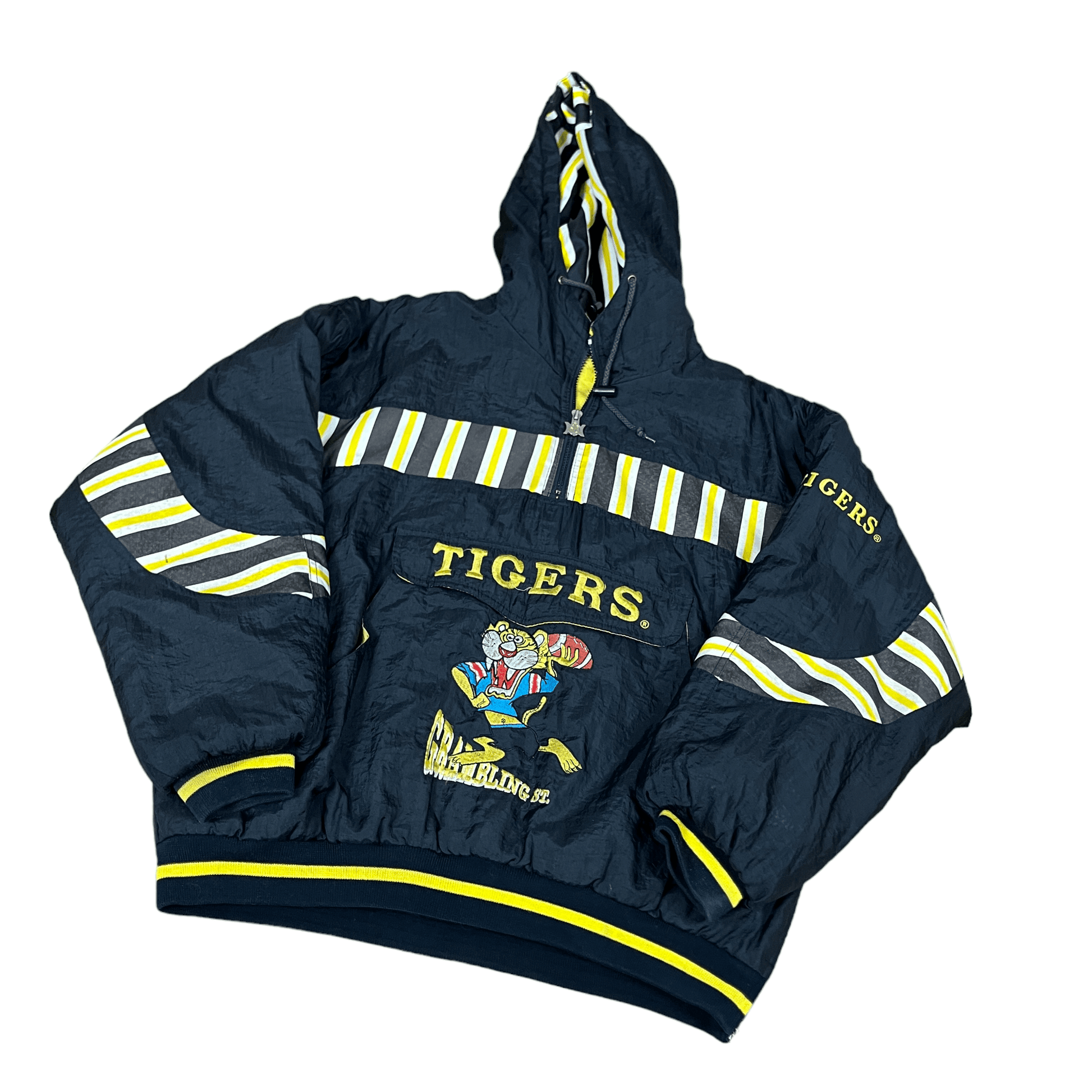 Vintage Black + Yellow USA NFL Tigers Quarter Zip Coat - Large - The Streetwear Studio
