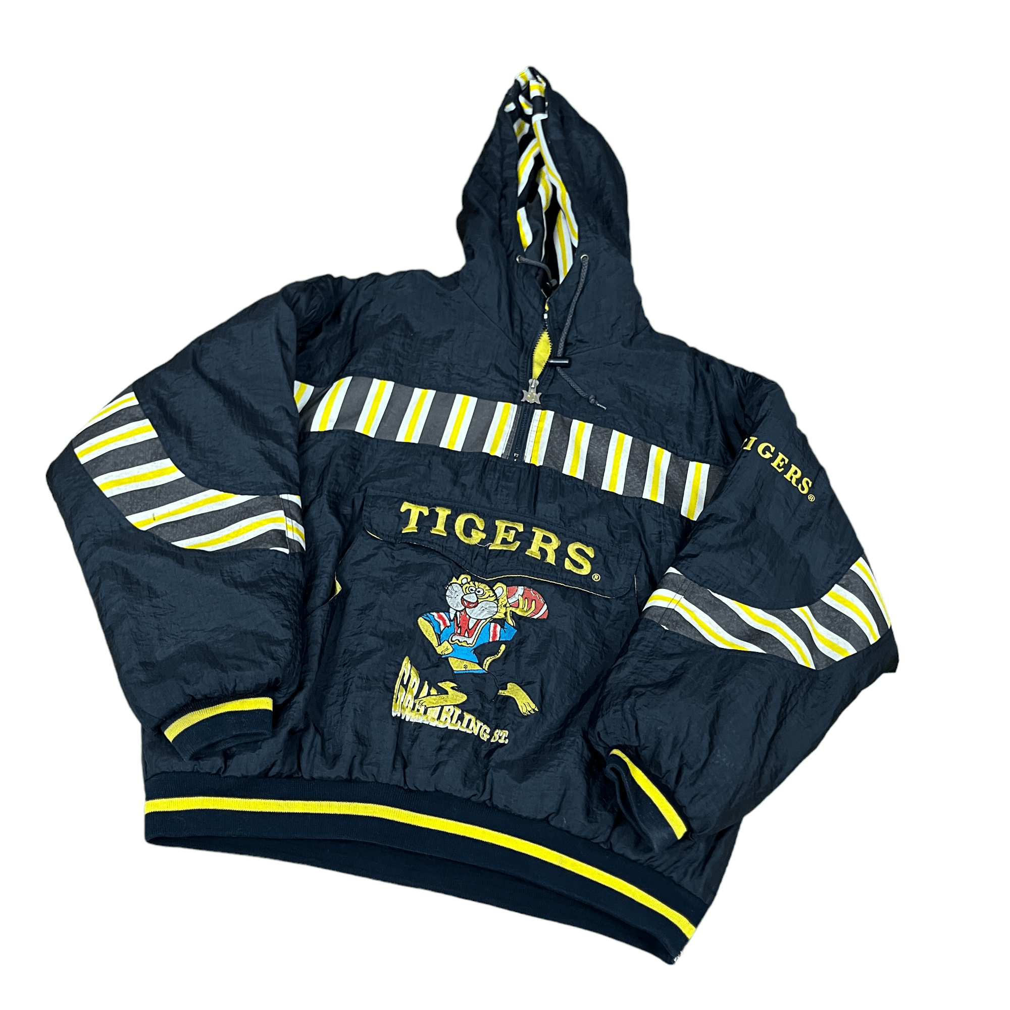 Vintage Black + Yellow USA NFL Tigers Quarter Zip Coat - Large - The Streetwear Studio