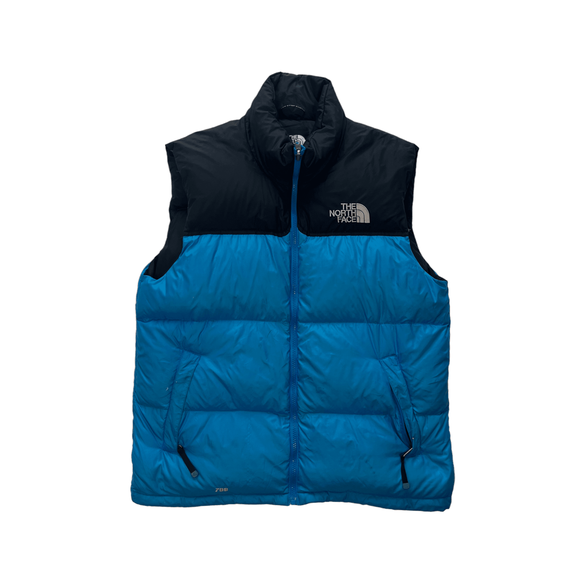 Vintage Blue + Black The North Face (TNF) Puffer Gilet - Extra Large - The Streetwear Studio