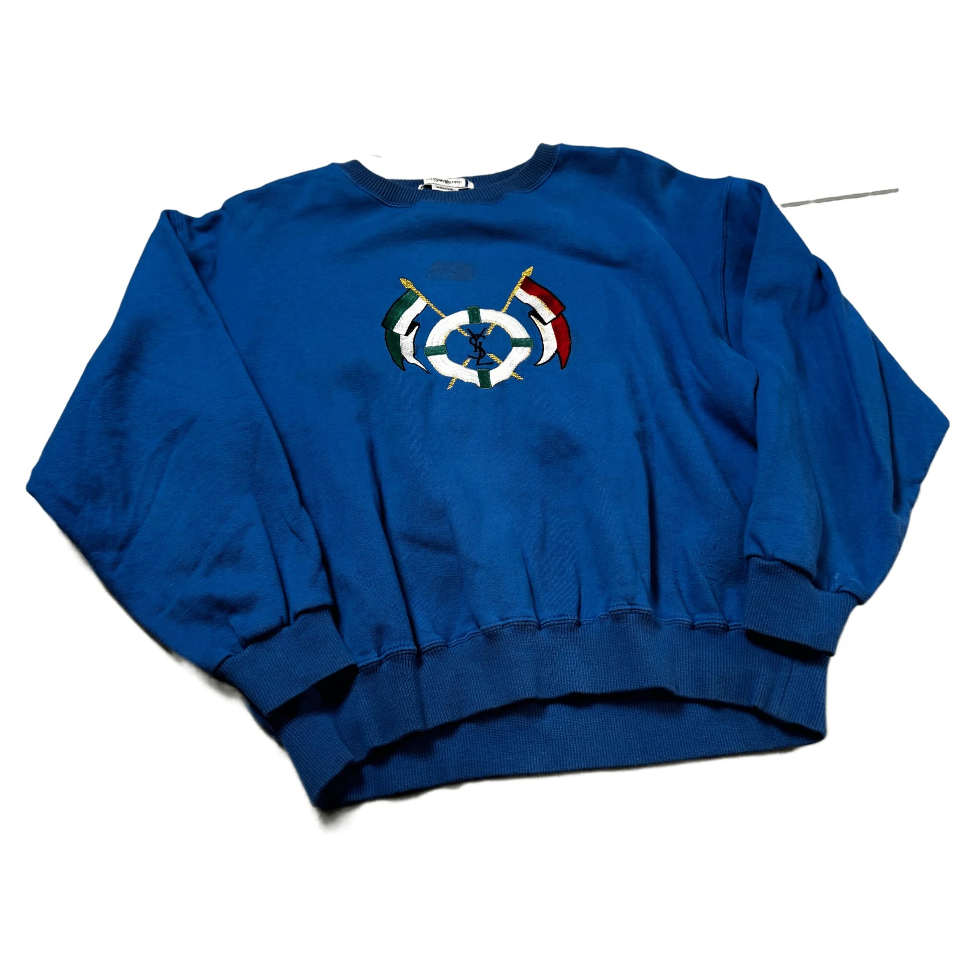 Vintage Blue Yves Saint Lauren (YSL) Sweatshirt - M | The Streetwear Studio