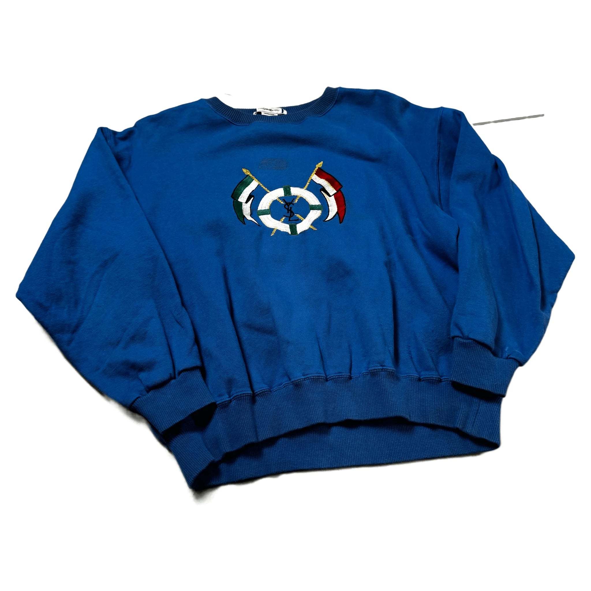 Vintage Blue Yves Saint Lauren (YSL) Sweatshirt - M | The Streetwear Studio