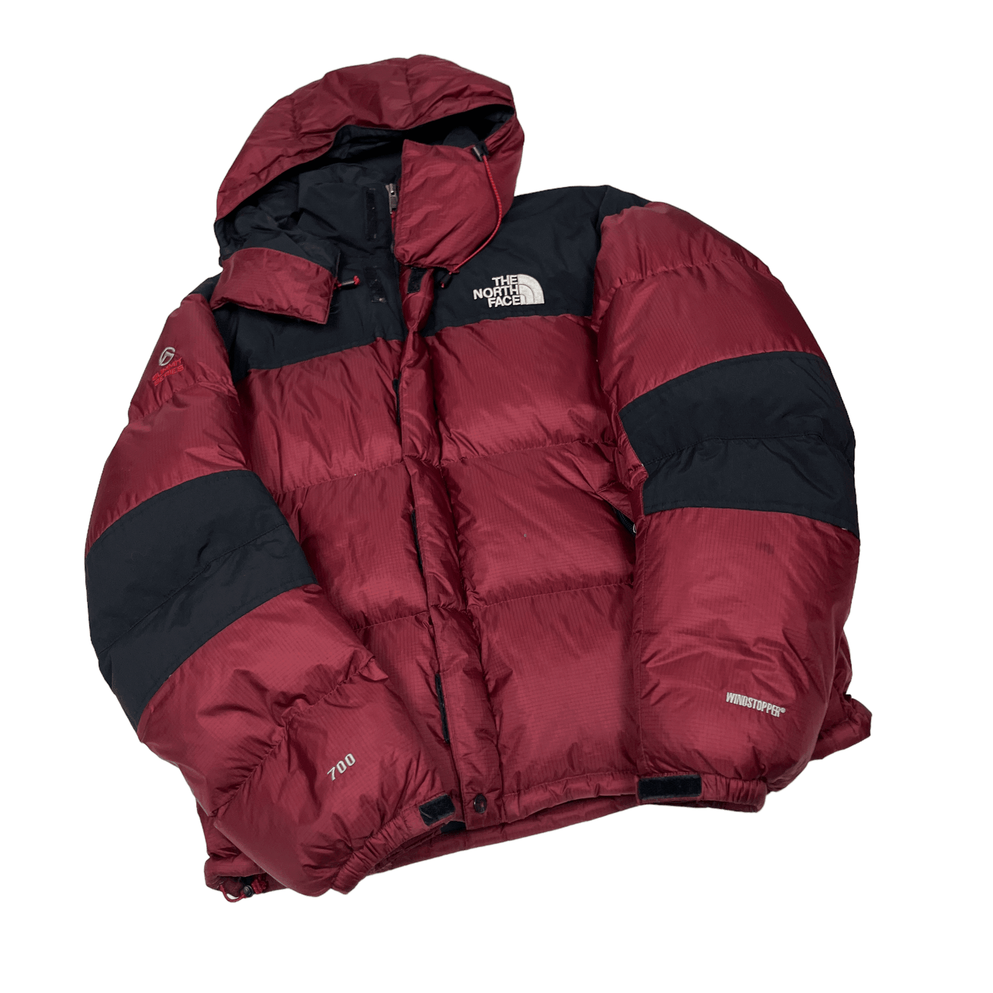 Vintage Burgundy + Black The North Face (TNF) Baltoro Puffer Coat - Large - The Streetwear Studio