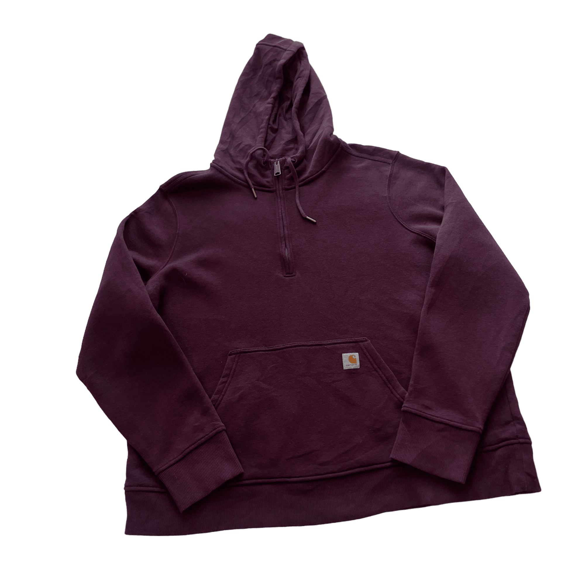 Vintage Burgundy Carhartt Quarter Zip Hoodie - Recommended Size - Extra Large - The Streetwear Studio