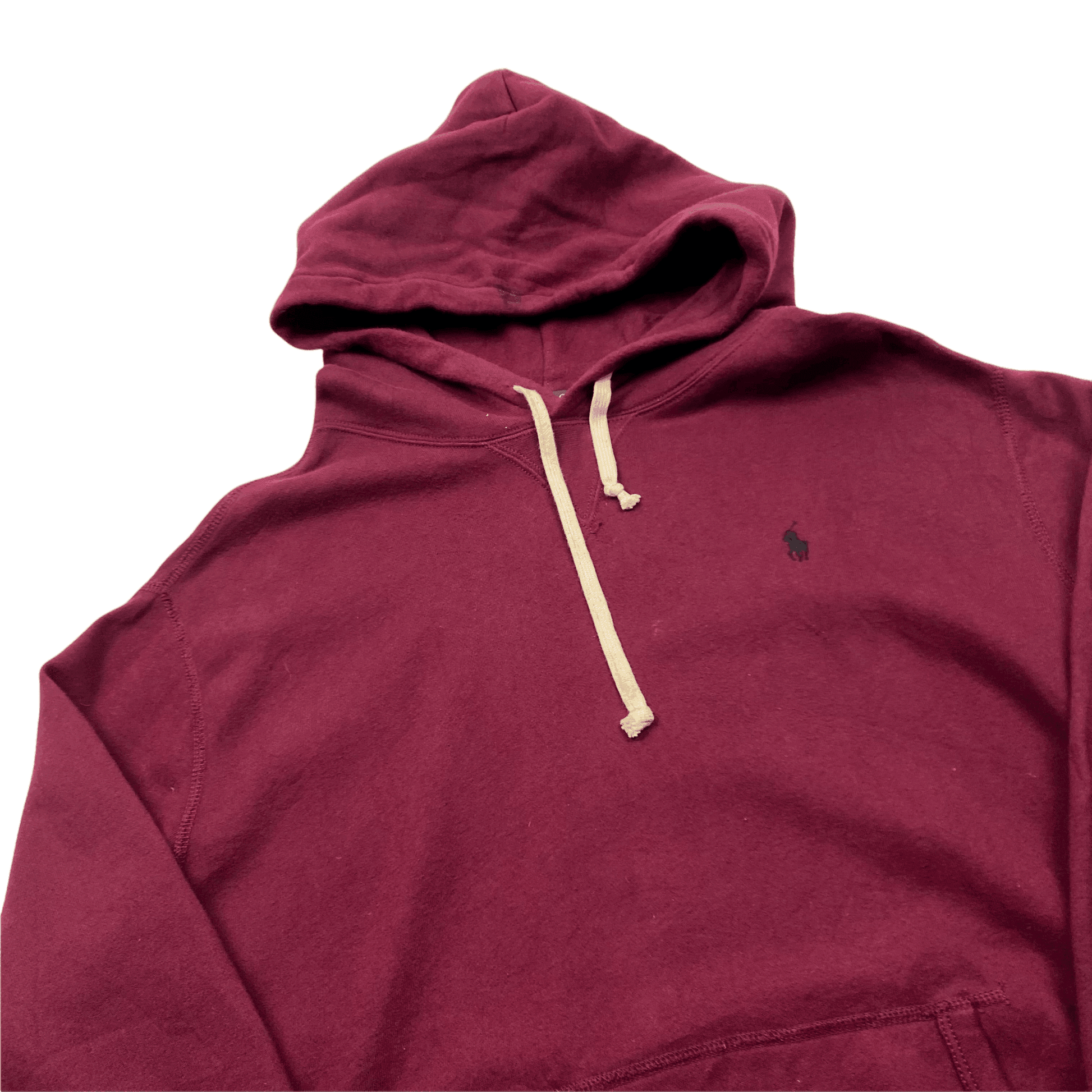 Vintage Burgundy Polo Ralph Lauren Hoodie - Extra Large - The Streetwear Studio