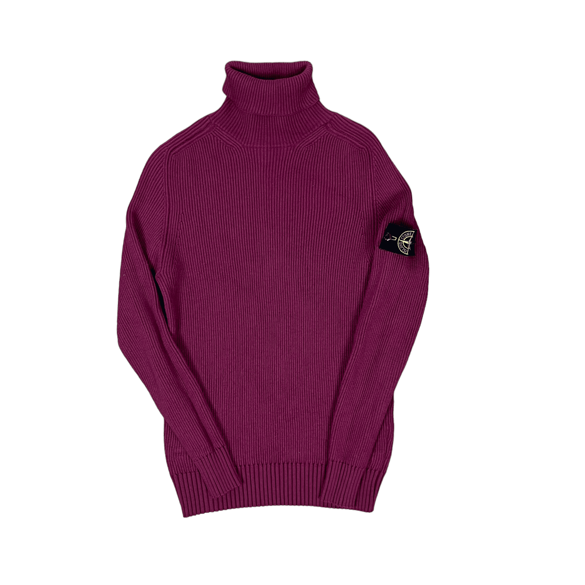 Vintage Burgundy Stone Island Mock Neck Sweatshirt - Extra Large - The Streetwear Studio