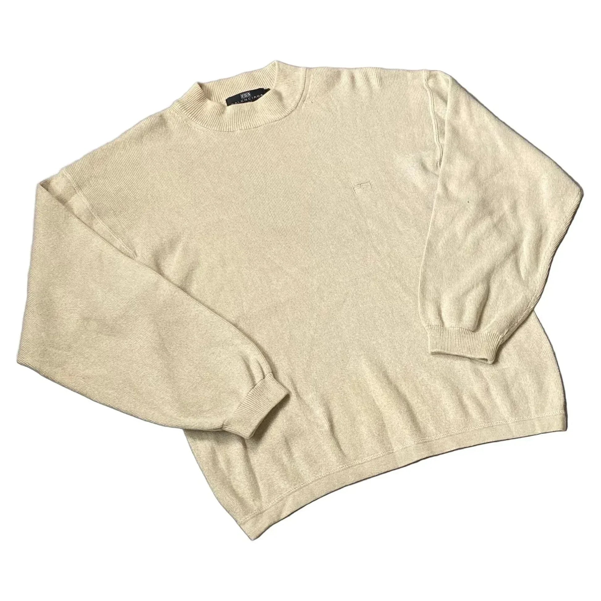 Vintage Cream Balenciaga Knitted Sweatshirt - M | The Streetwear Studio