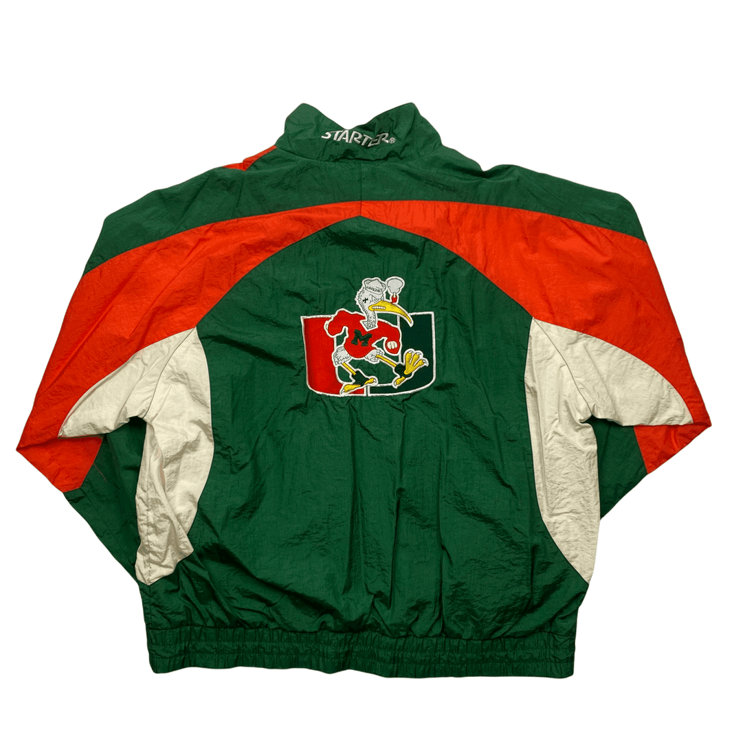 Vintage Green, Orange + White Starter Miami Hurricanes Spell-Out Jacket - Extra Large - The Streetwear Studio