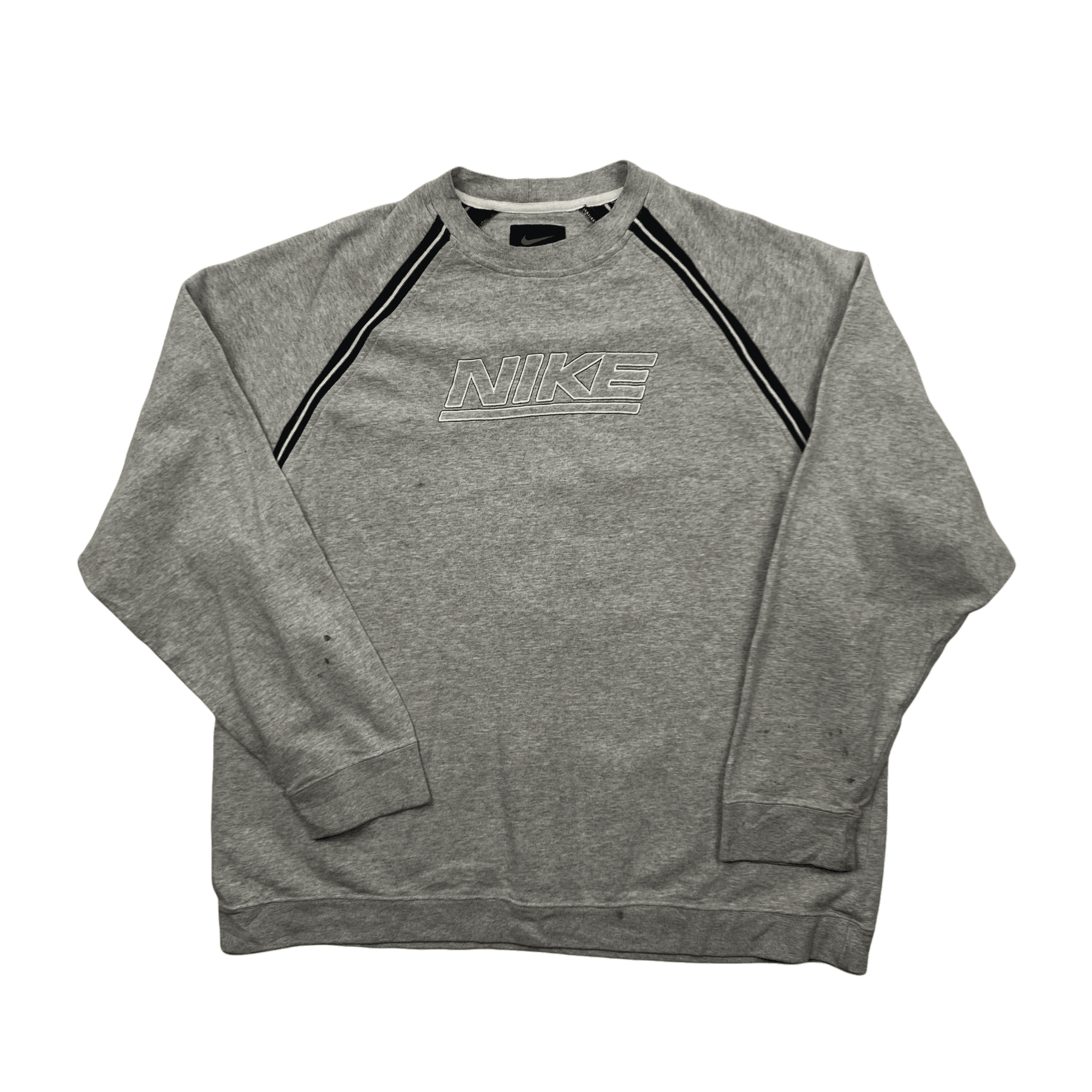 Vintage Grey + Black Nike Spell-Out Sweatshirt - Large - The Streetwear Studio