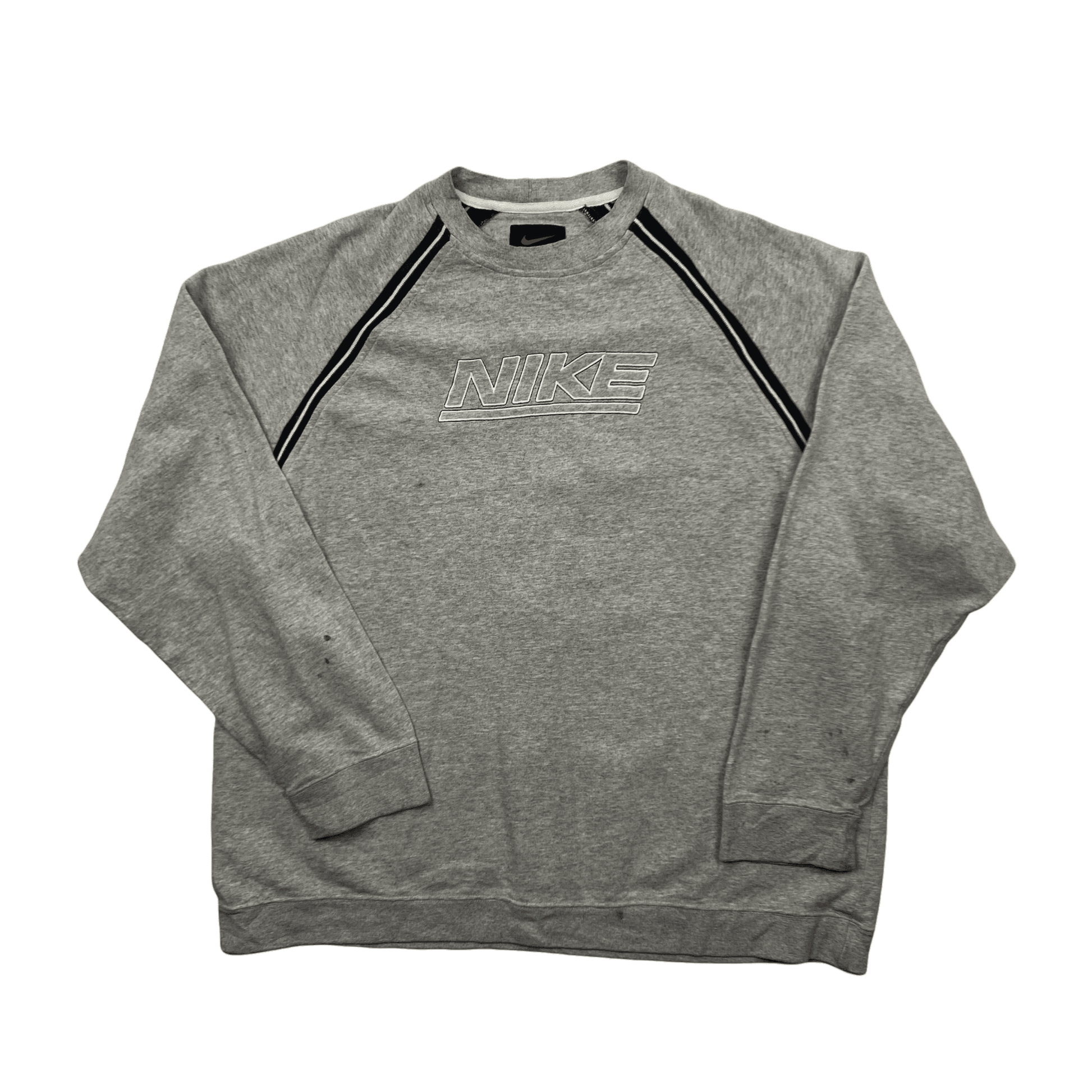 Vintage Grey + Black Nike Spell-Out Sweatshirt - Large - The Streetwear Studio