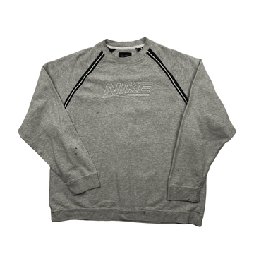 Vintage Grey + Black Nike Spell-Out Sweatshirt - Large - The Streetwear Studio