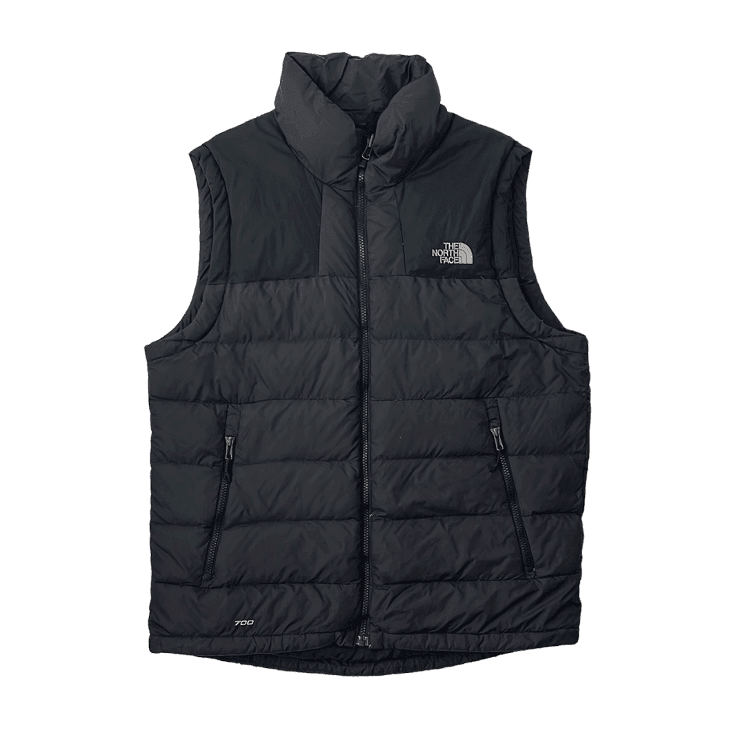 Vintage Grey + Black The North Face (TNF) 700 Puffer Gilet - Medium - The Streetwear Studio