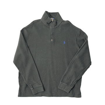Vintage Grey Polo Ralph Lauren Quarter Zip Sweatshirt - Extra Large - The Streetwear Studio