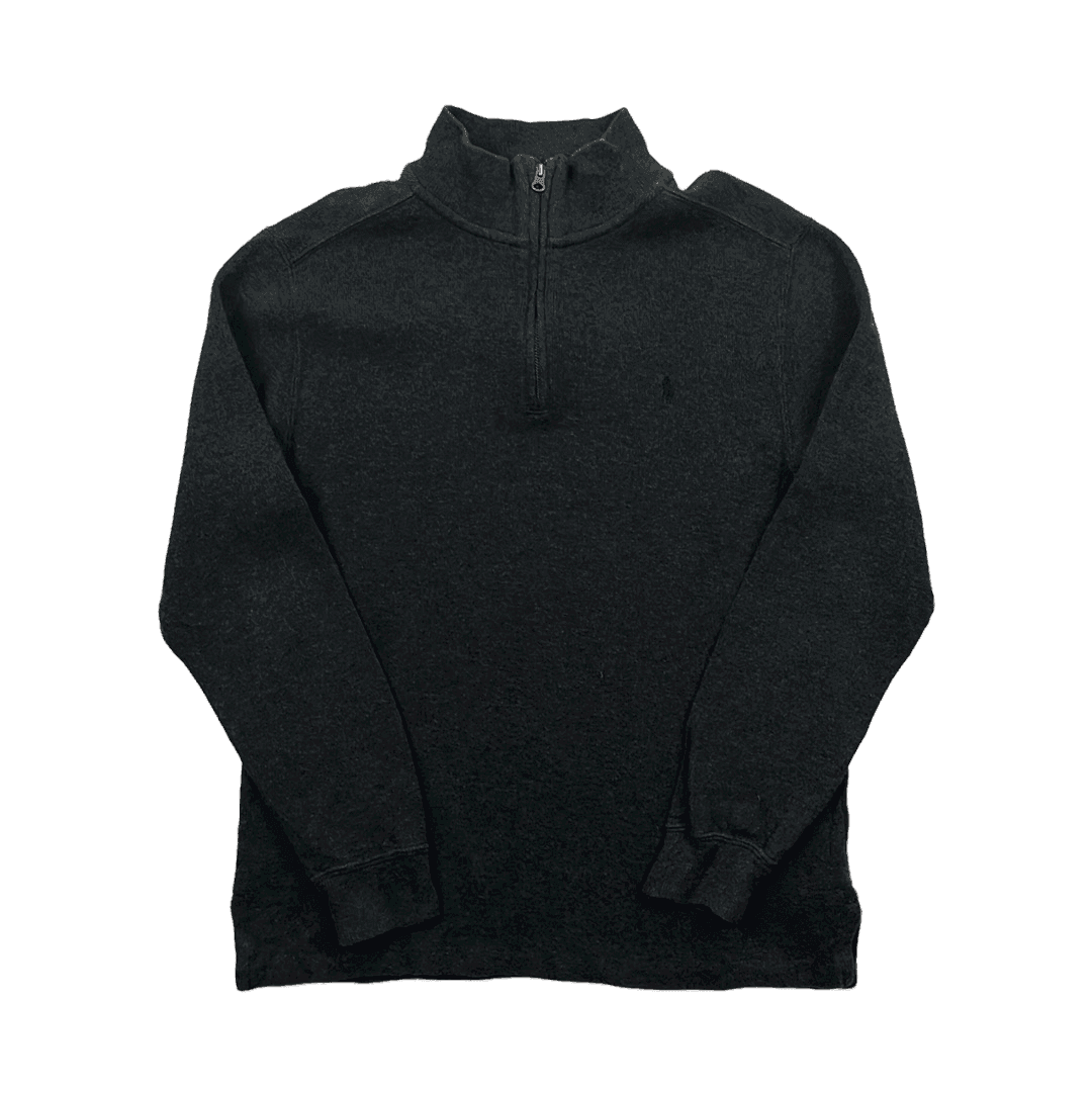 Vintage Grey Polo Ralph Lauren Quarter Zip Sweatshirt - Extra Small - The Streetwear Studio