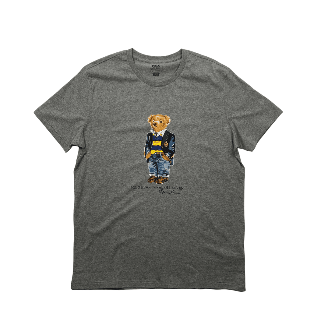 Vintage Grey Ralph Lauren Polo Bear Spell-Out Tee - Large - The Streetwear Studio