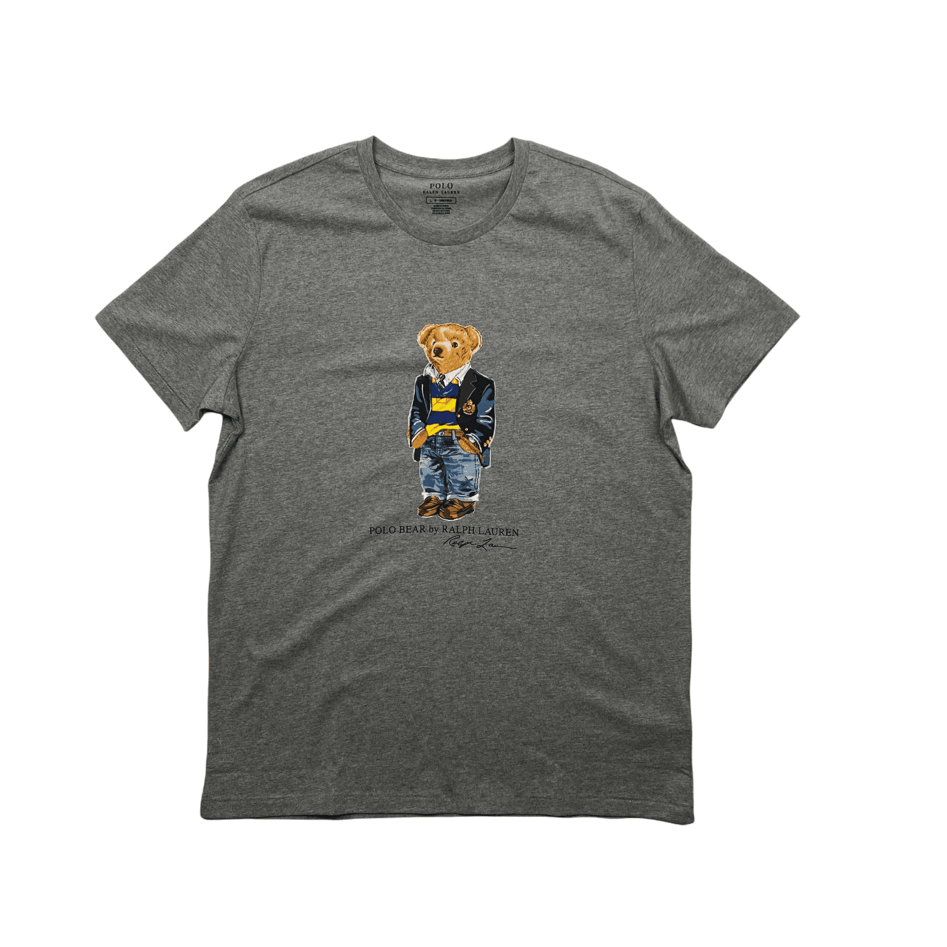 Vintage Grey Ralph Lauren Polo Bear Spell-Out Tee - Large - The Streetwear Studio