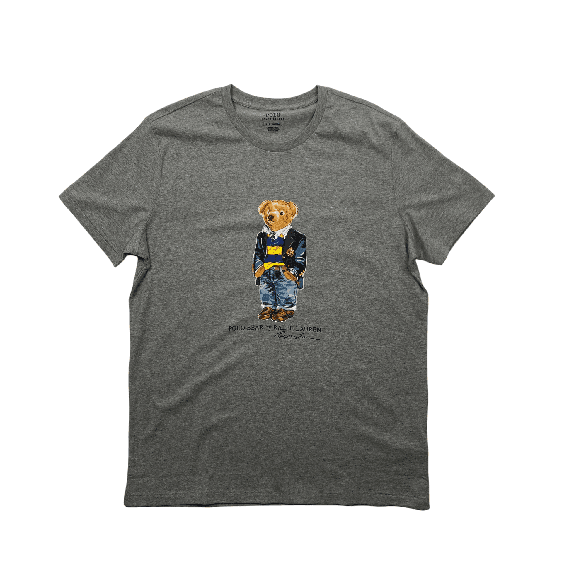 Vintage Grey Ralph Lauren Polo Bear Spell-Out Tee - Large - The Streetwear Studio