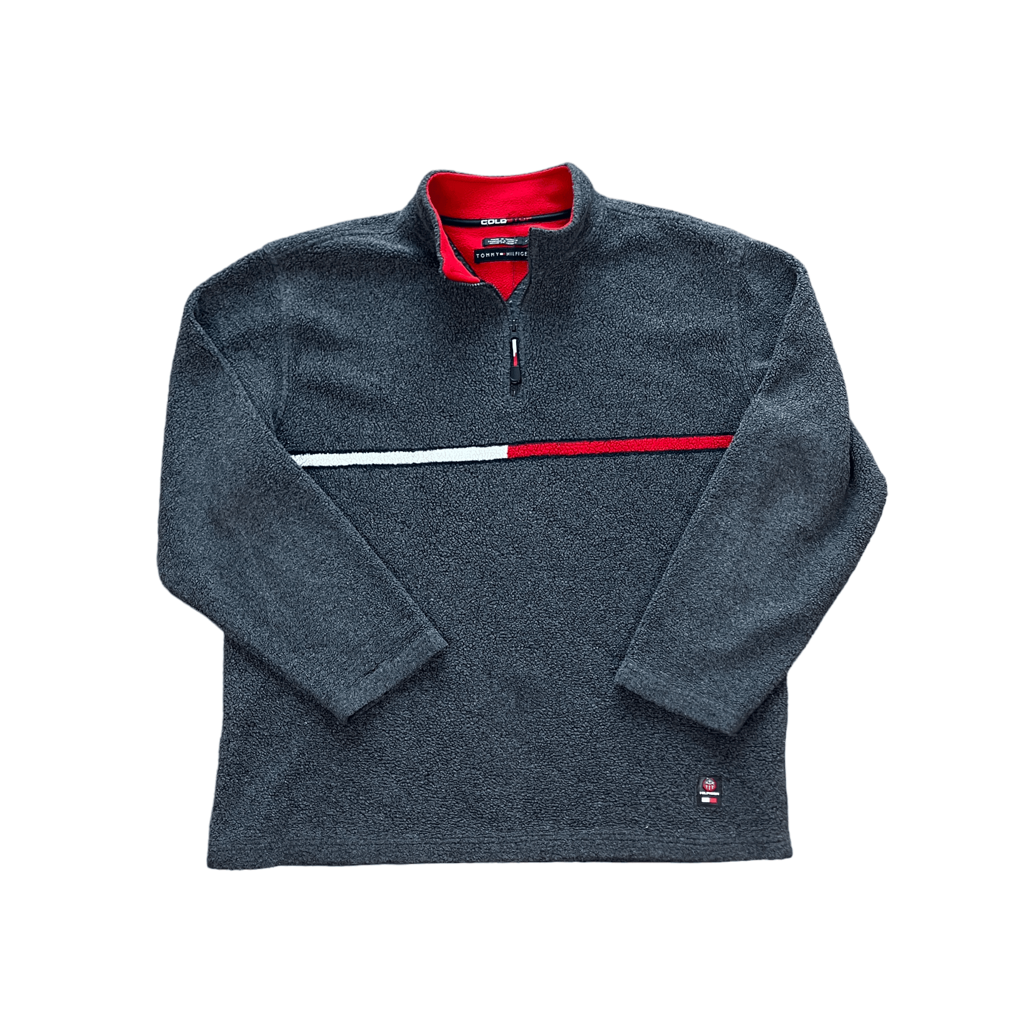 Vintage Grey Tommy Hilfiger Quarter Zip Fleece - Large - The Streetwear Studio
