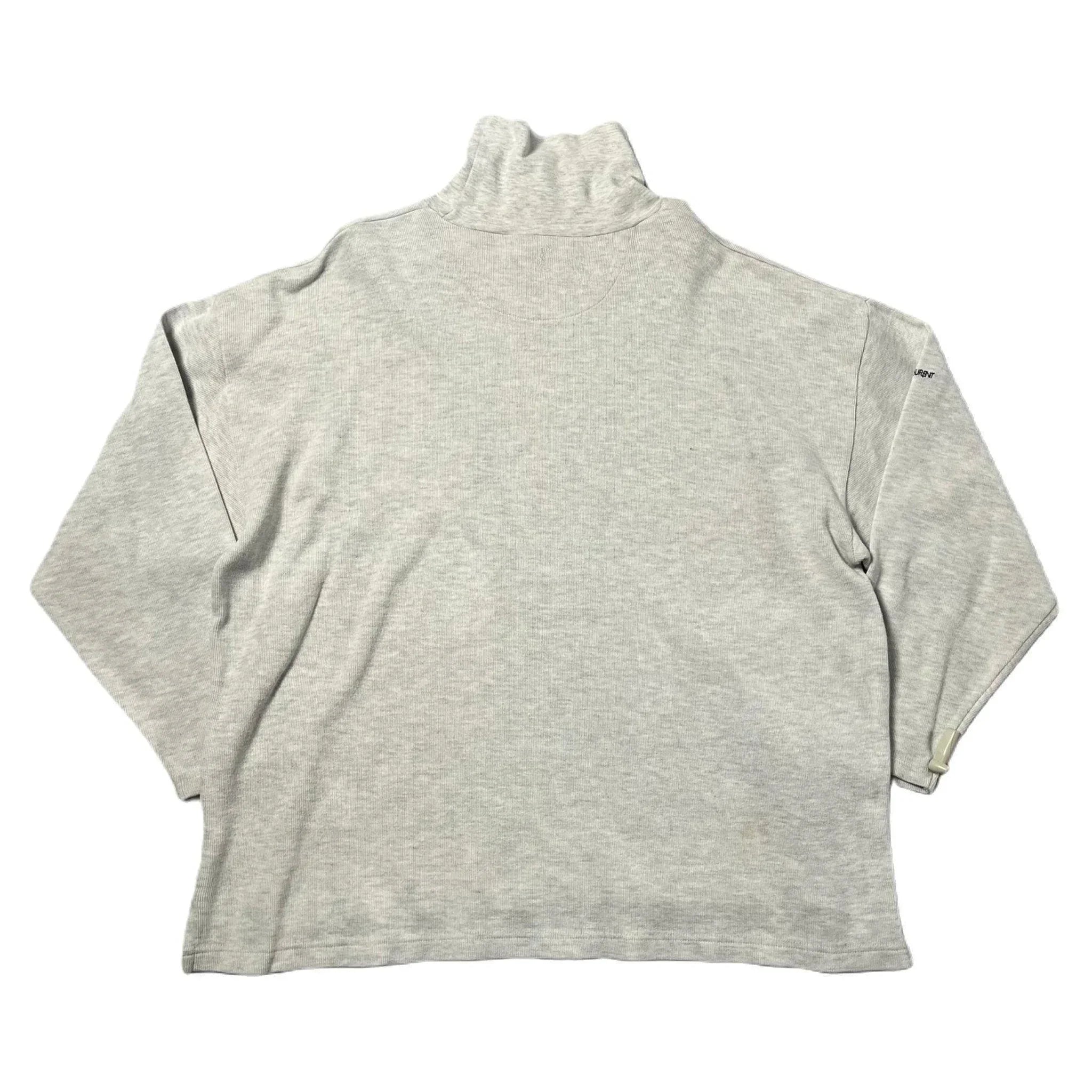 Vintage Grey Yves Saint Laurent (YSL) Mock Neck Sweatshirt - XL | The Streetwear Studio