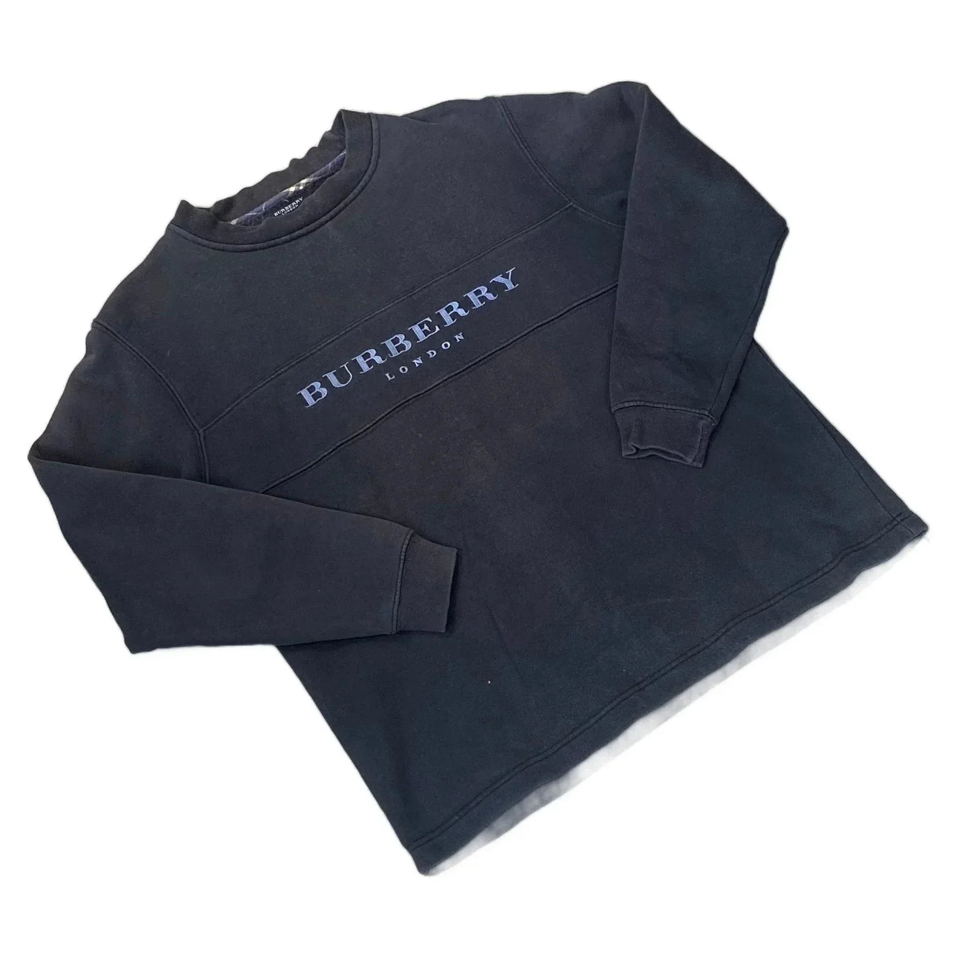 Vintage Navy Blue Burberry Sweatshirt - S | The Streetwear Studio