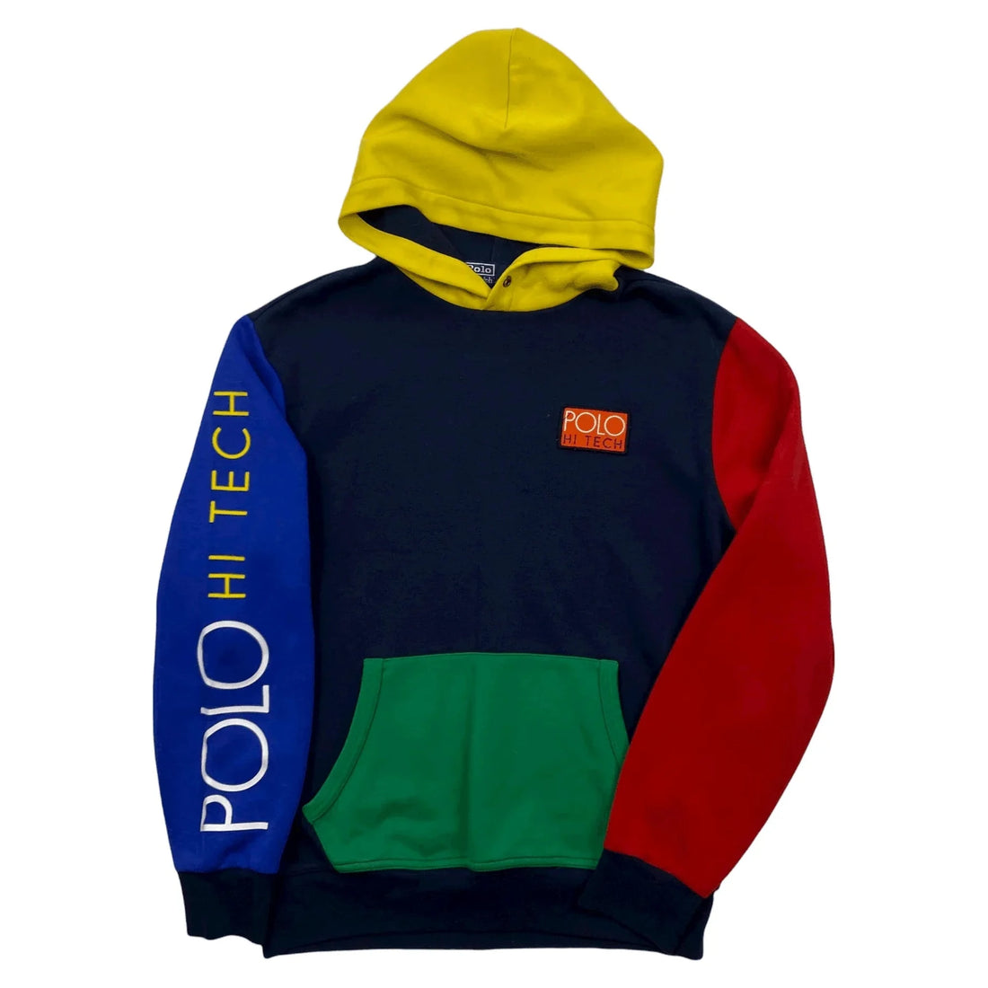 Vintage Navy Blue, Green + Red Polo Ralph Lauren Hi Tech Hoodie - S | The Streetwear Studio