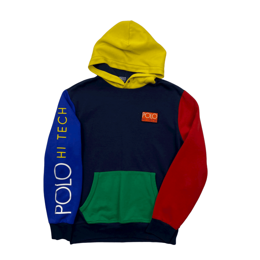 Vintage Navy Blue, Green + Red Polo Ralph Lauren Hi Tech Hoodie - Small - The Streetwear Studio