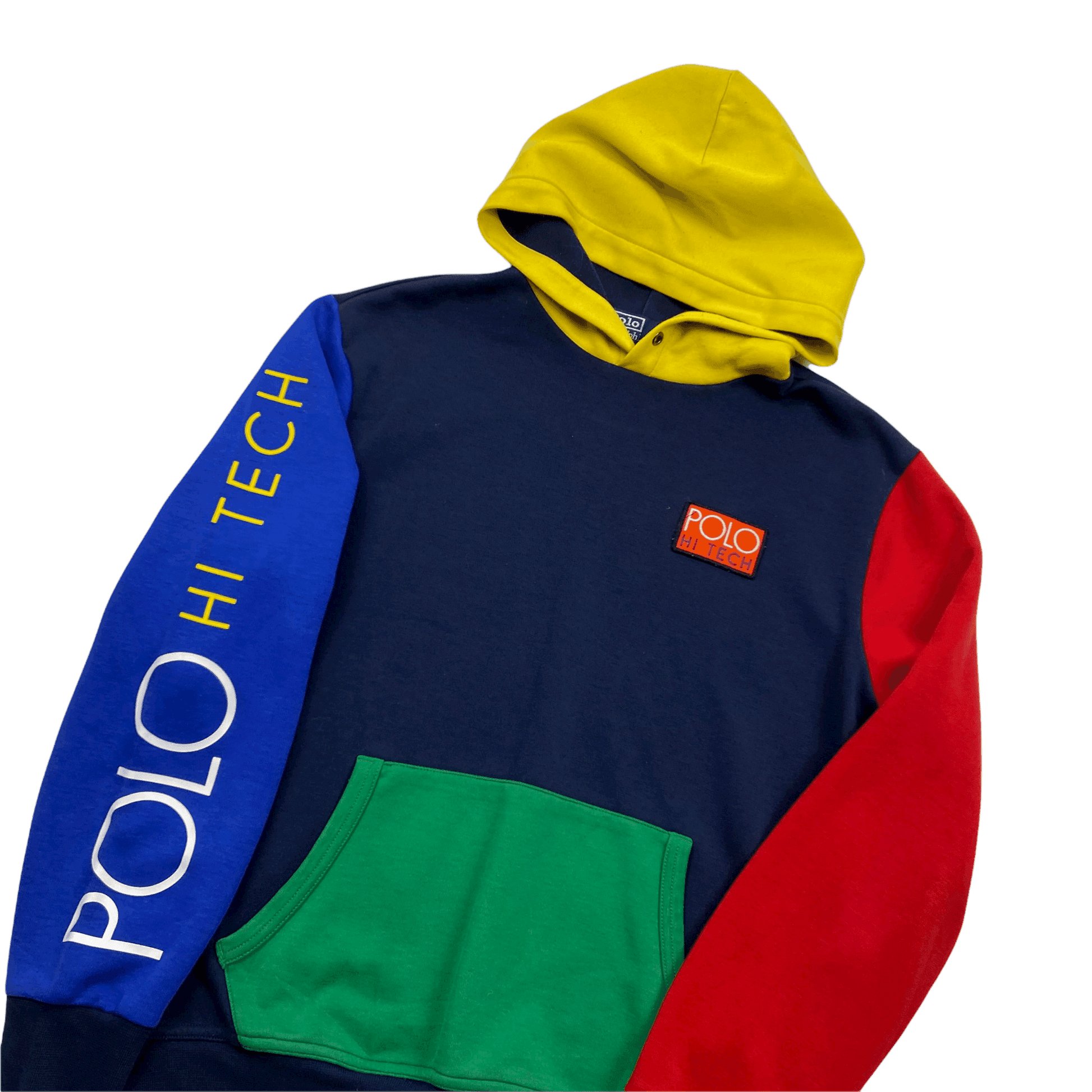 Vintage Navy Blue, Green + Red Polo Ralph Lauren Hi Tech Hoodie - Small - The Streetwear Studio