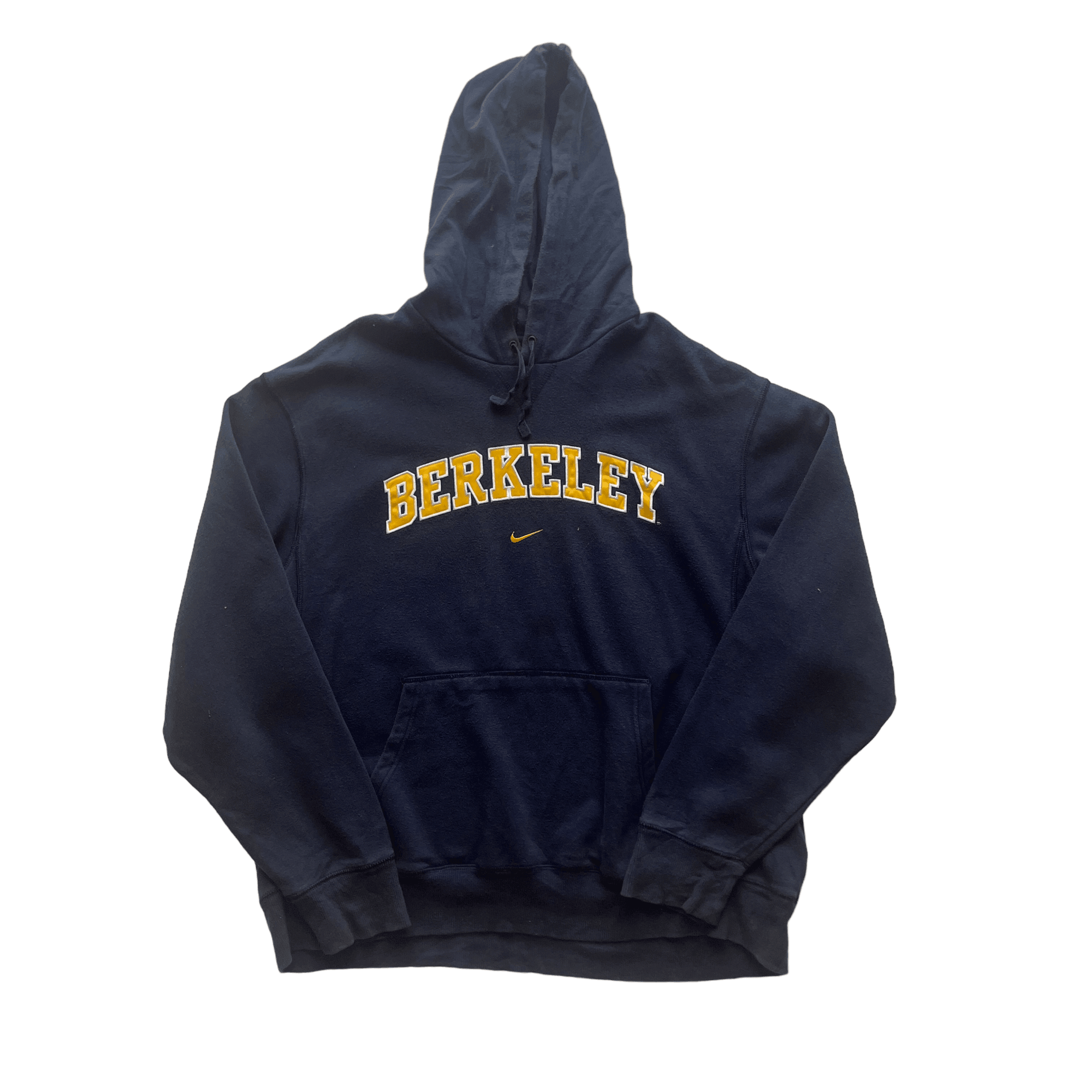 Vintage Navy Blue Nike Berkeley Spell-Out Hoodie - XXL (Recommended Size - Extra Large) - The Streetwear Studio