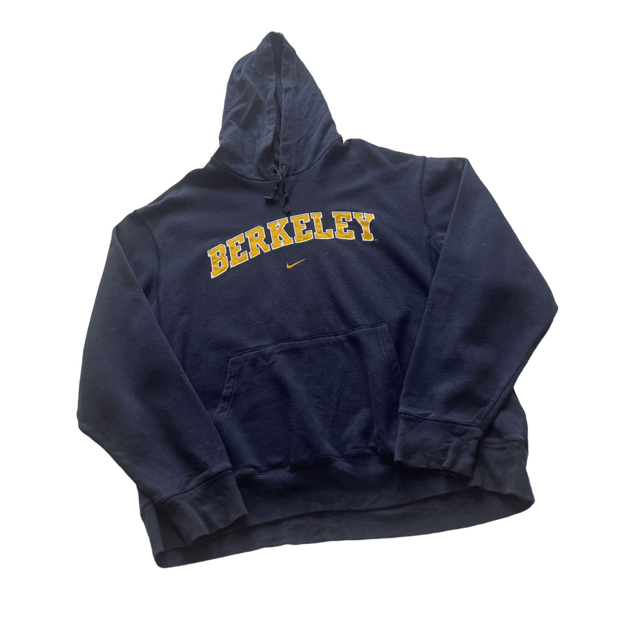Vintage Navy Blue Nike Berkeley Spell-Out Hoodie - XXL (Recommended Size - Extra Large) - The Streetwear Studio