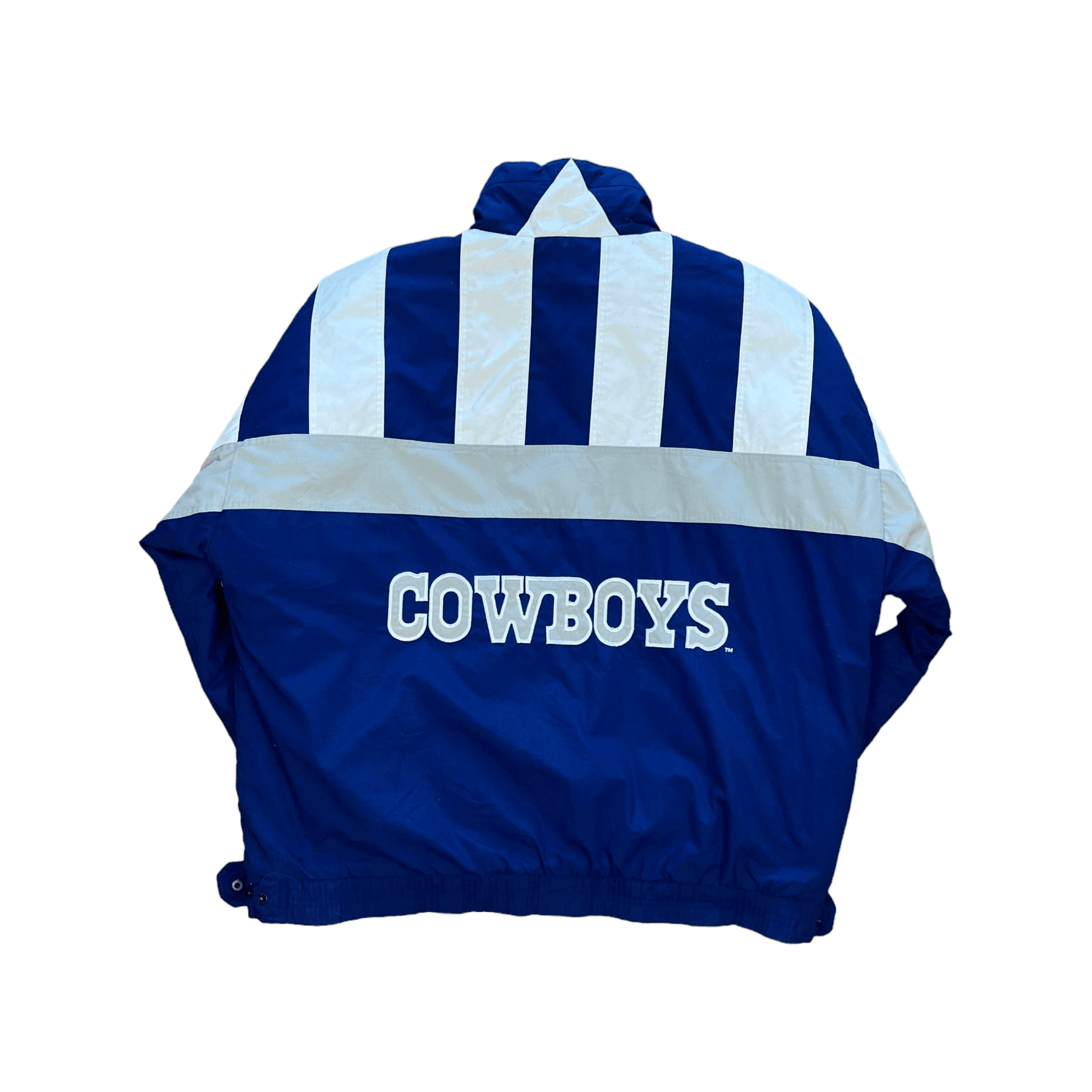 Vintage Navy Blue, White + Grey NFL Dallas Cowboys Puffer Coat - Extra Large - The Streetwear Studio