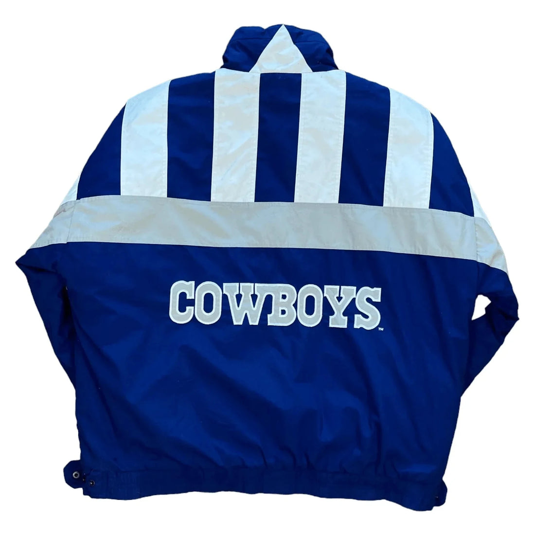 Vintage Navy Blue, White + Grey NFL Dallas Cowboys Puffer Coat - XL | The Streetwear Studio