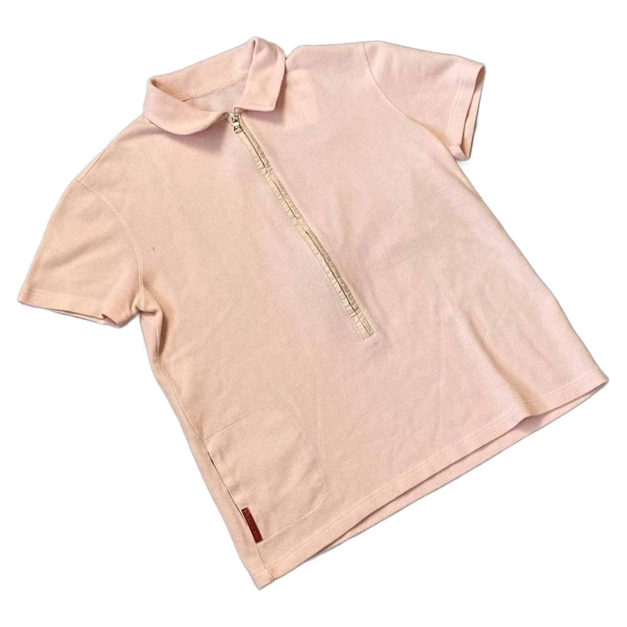 Vintage Pink Prada 1/2 Zip Polo Shirt - S | The Streetwear Studio