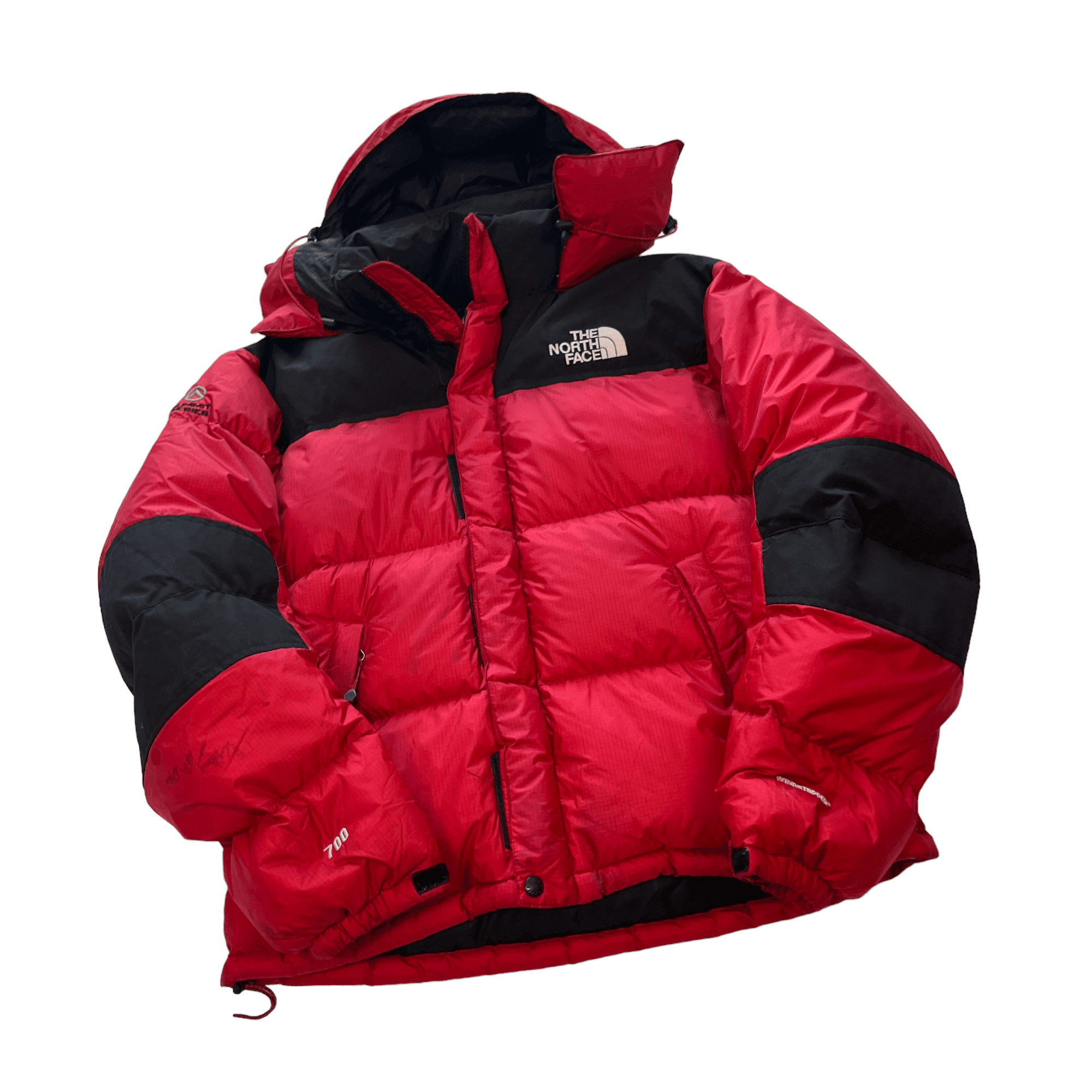 Vintage Red + Black The North Face (TNF) Baltoro Puffer Coat - Medium - The Streetwear Studio
